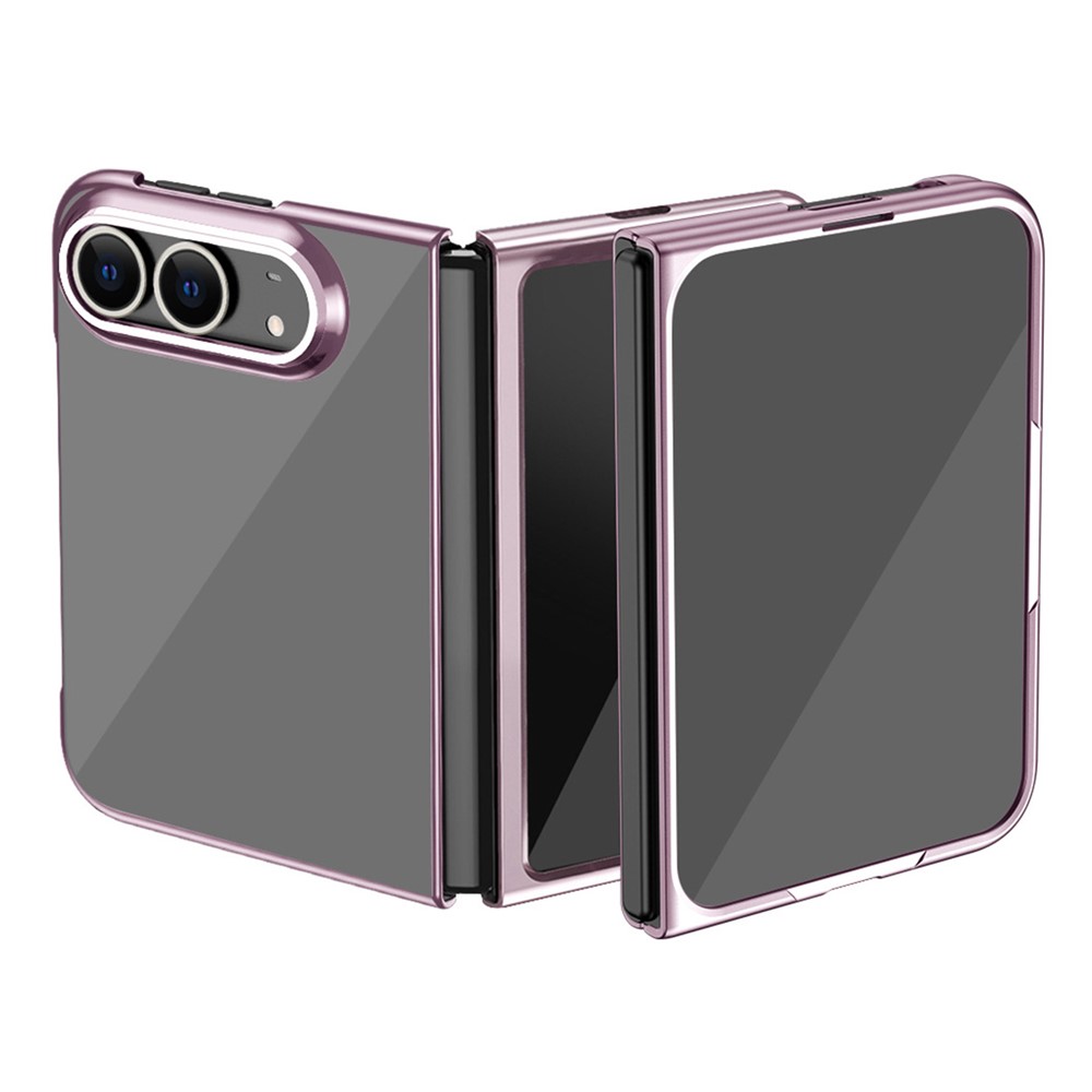 For iPhone Duo Case Clear PC Electroplating Hard Phone Cover - Rose Gold
