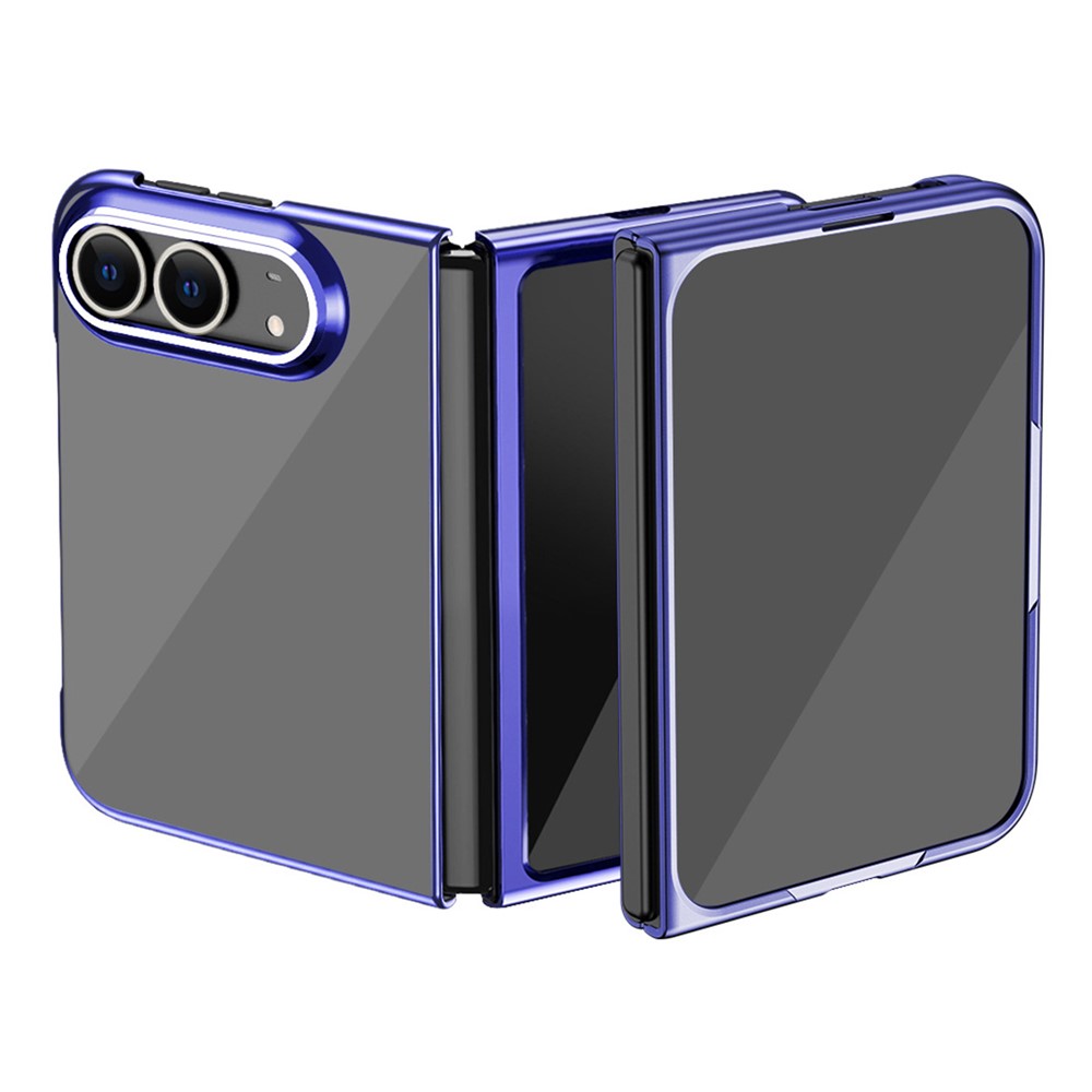 For iPhone Duo Case Clear PC Electroplating Hard Phone Cover - Sapphire
