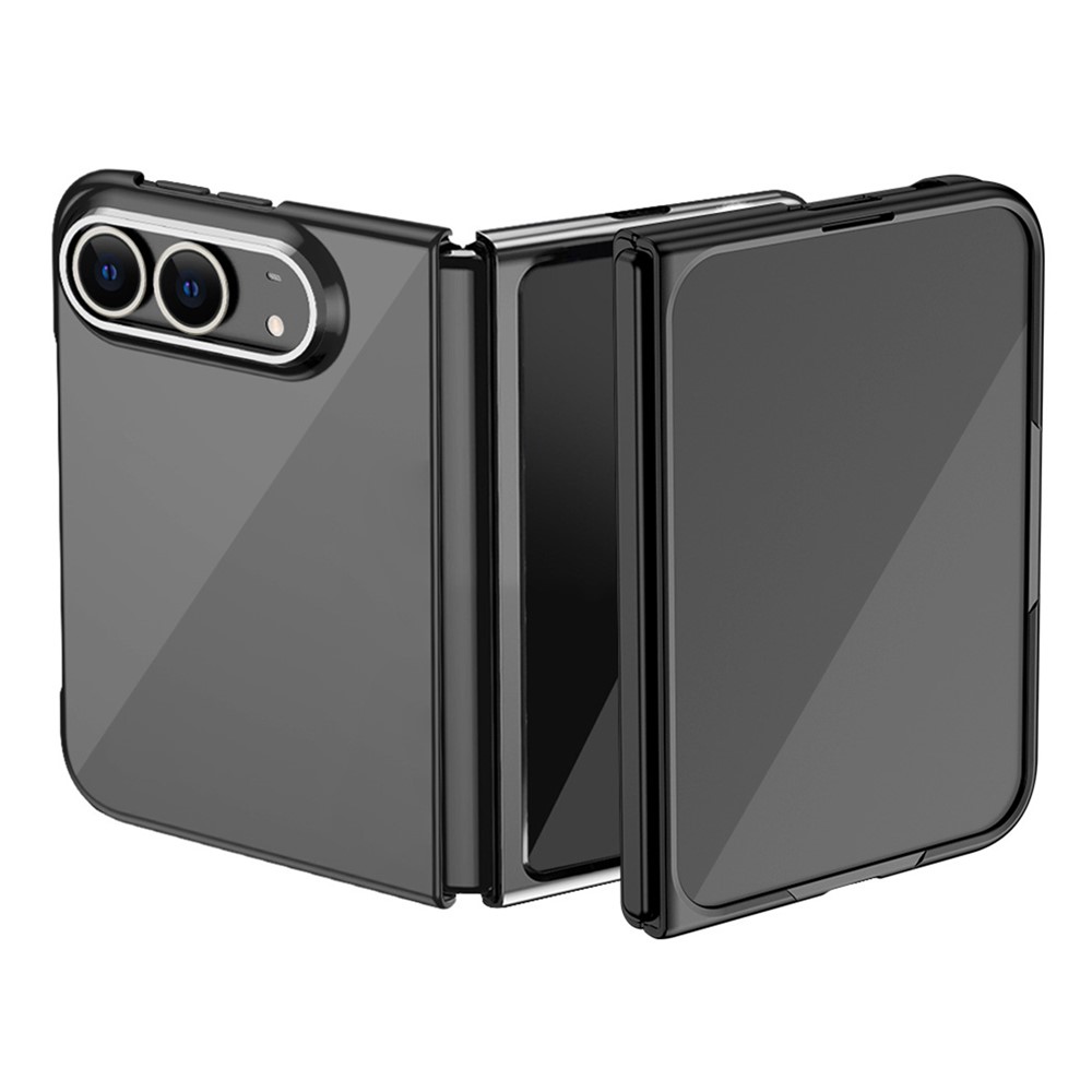 For iPhone Duo Case Clear PC Electroplating Hard Phone Cover - Black