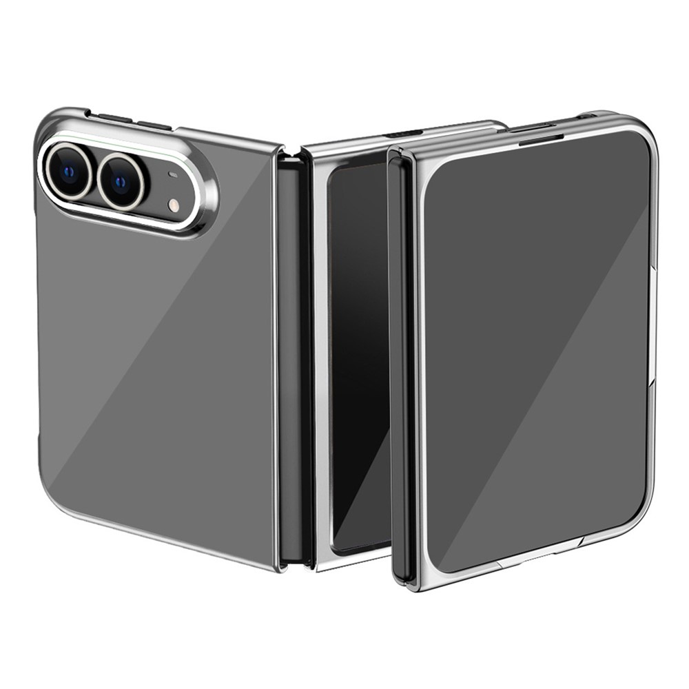 For iPhone Duo Case Clear PC Electroplating Hard Phone Cover - Silver