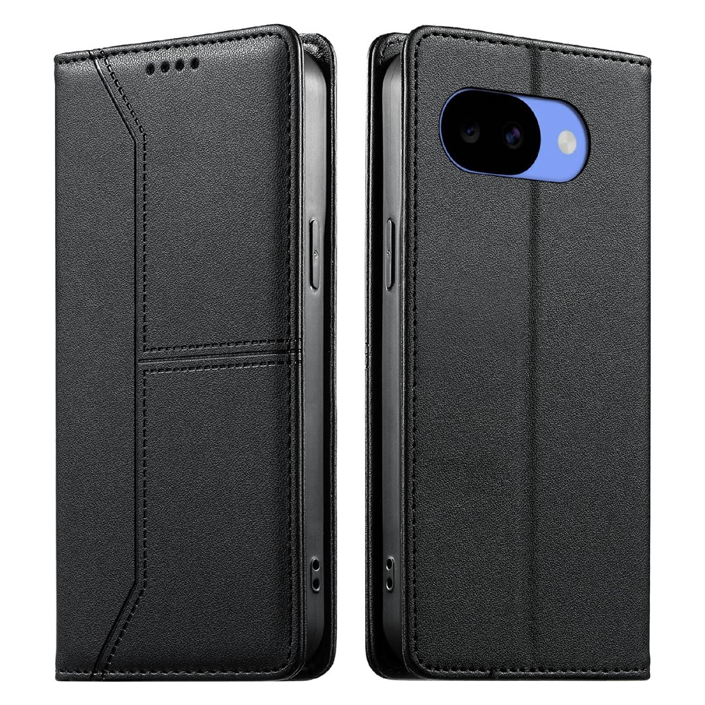 For Google Pixel 11a Wallet Stand Case Line Splicing TPU PU Leather Phone Cover - Black