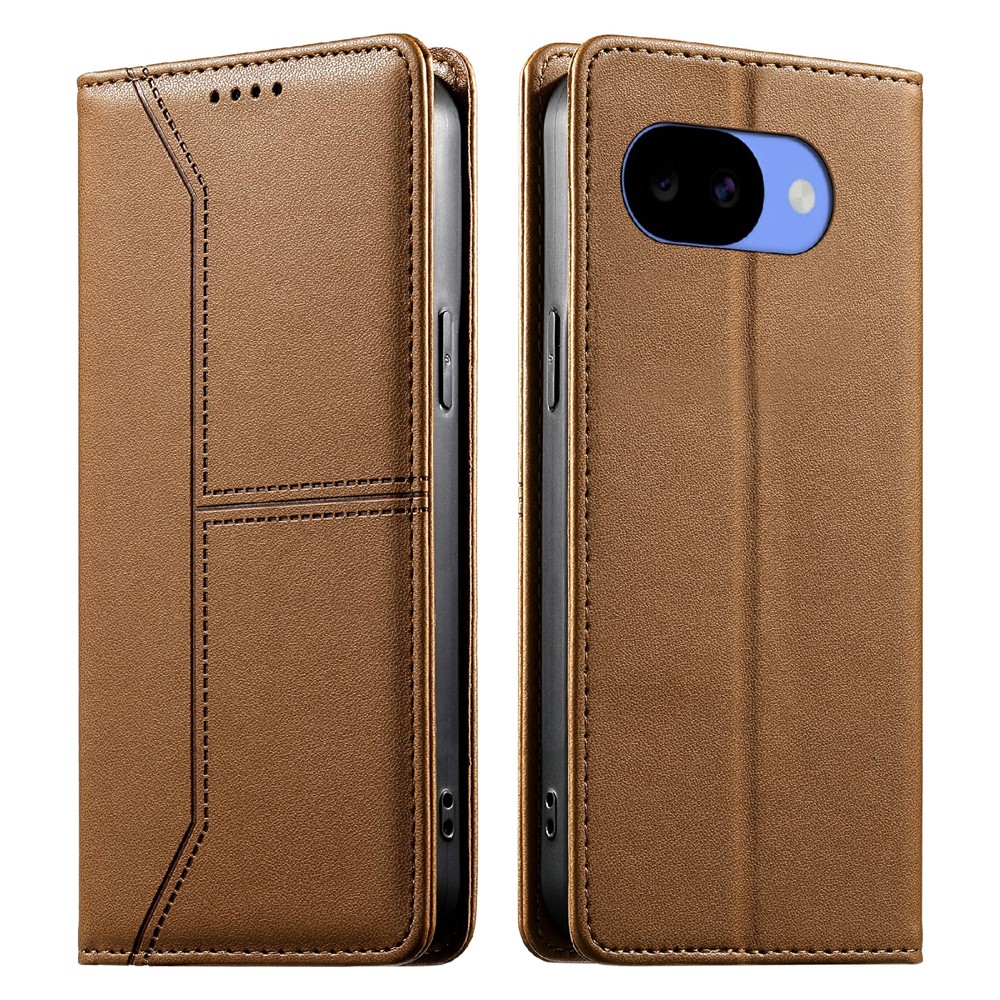 For Google Pixel 11a Wallet Stand Case Line Splicing TPU PU Leather Phone Cover - Brown