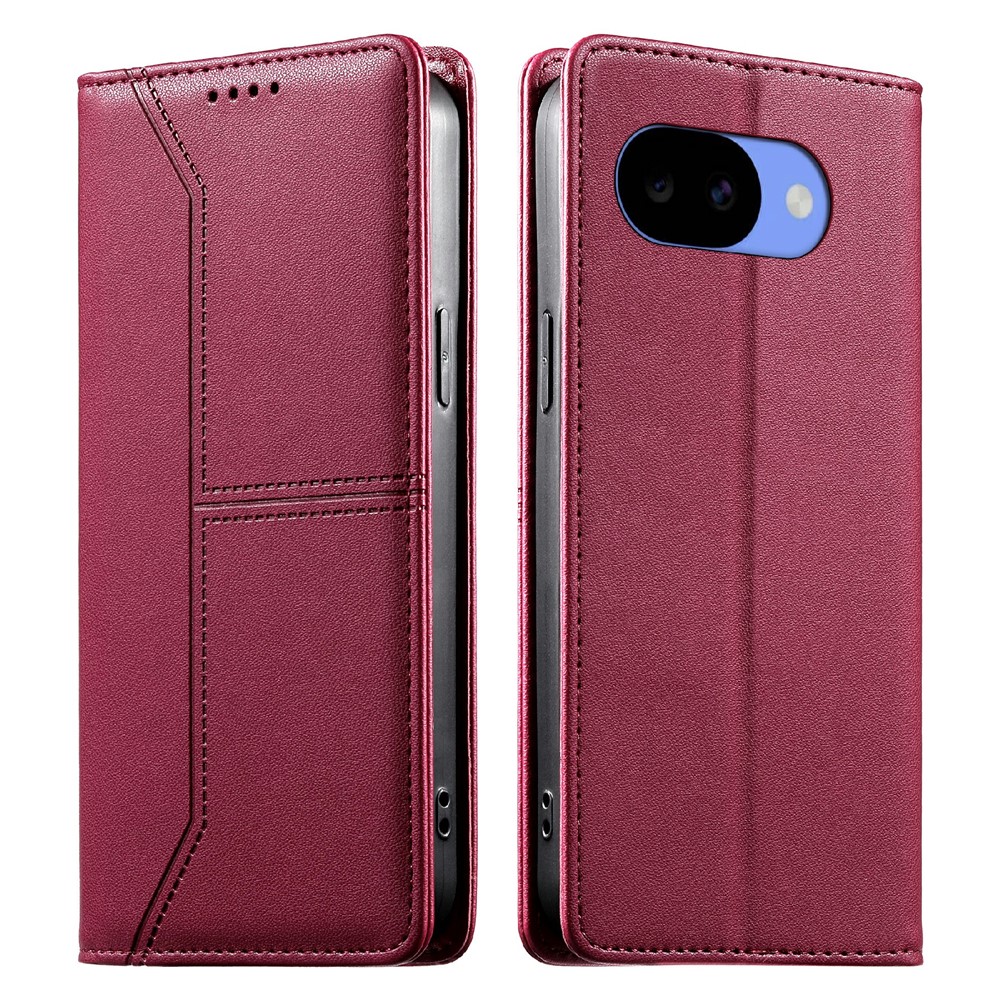 For Google Pixel 11a Wallet Stand Case Line Splicing TPU PU Leather Phone Cover - Red