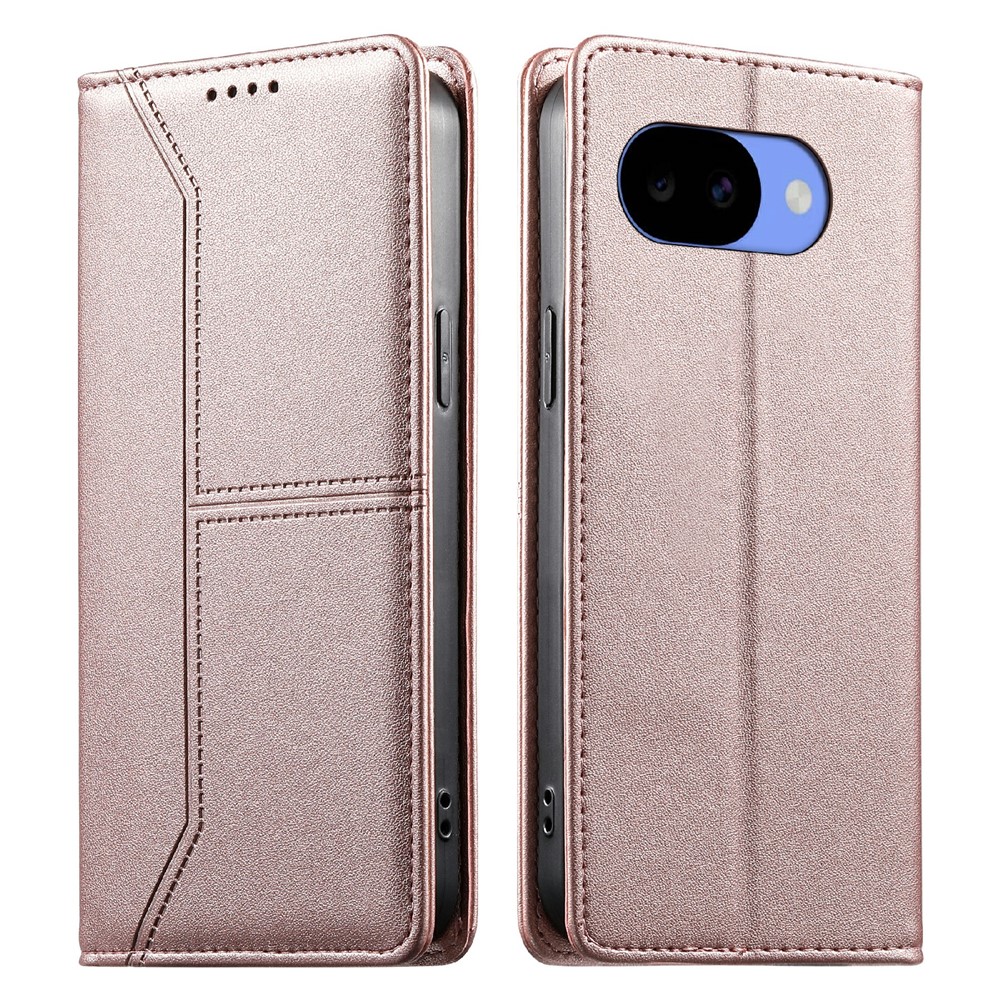 For Google Pixel 11a Wallet Stand Case Line Splicing TPU PU Leather Phone Cover - Pink