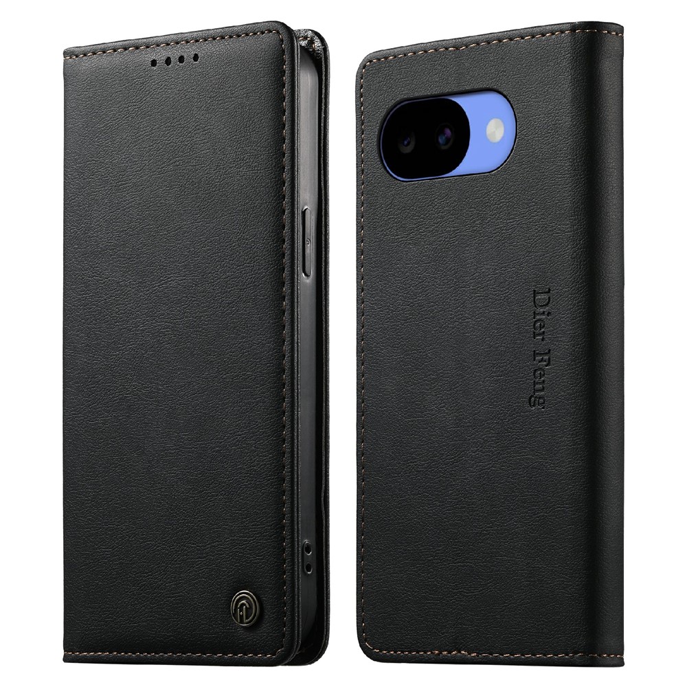 DIERFENG DF-019 For Google Pixel 11a Leather Wallet Case Magnetic Flip Cover with Card Slots RFID Blocking - Black