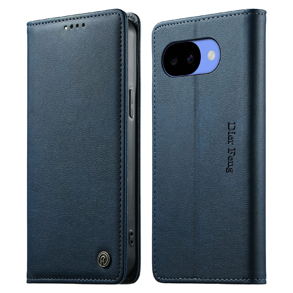 DIERFENG DF-019 For Google Pixel 11a Leather Wallet Case Magnetic Flip Cover with Card Slots RFID Blocking - Blue