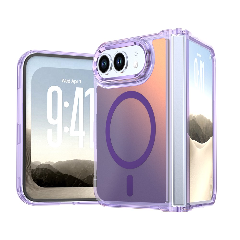 For iPhone Duo Magnetic Case Cute Fluorescent Design TPU Phone Back Cover - Purple