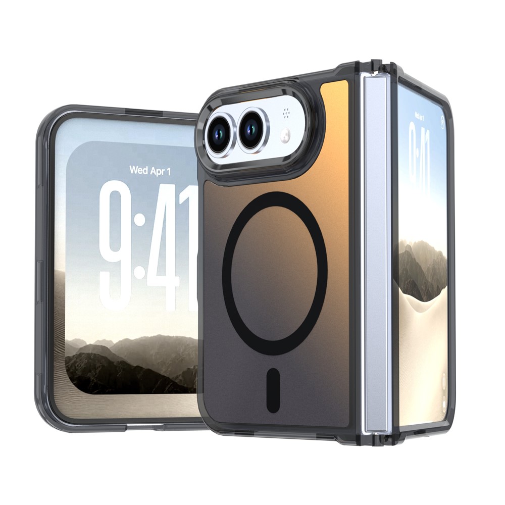 For iPhone Duo Magnetic Case Cute Fluorescent Design TPU Phone Back Cover - Black