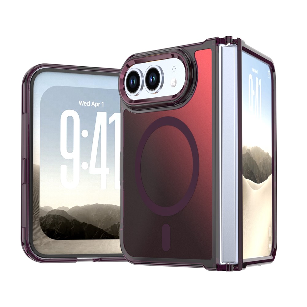 For iPhone Duo Magnetic Case Cute Fluorescent Design TPU Phone Back Cover - Wine Red