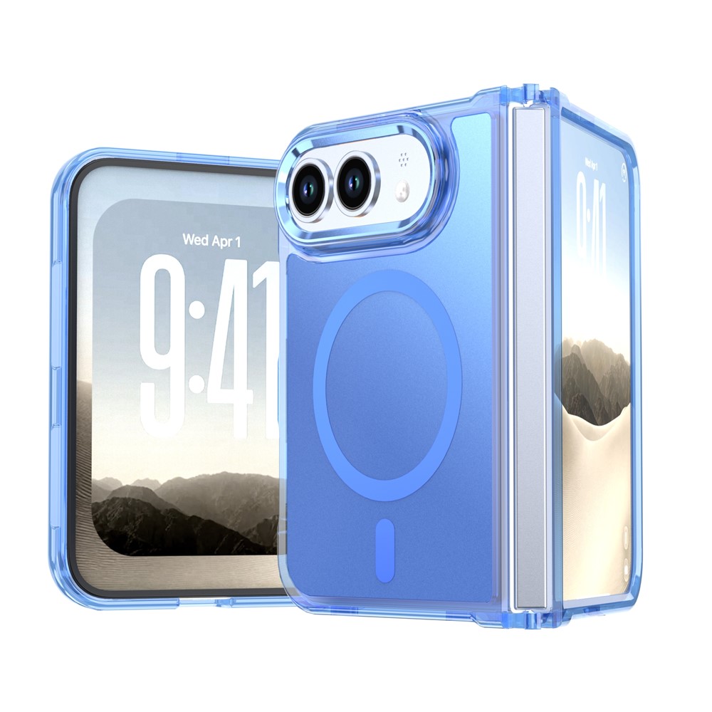 For iPhone Duo Magnetic Case Cute Fluorescent Design TPU Phone Back Cover - Sky Blue