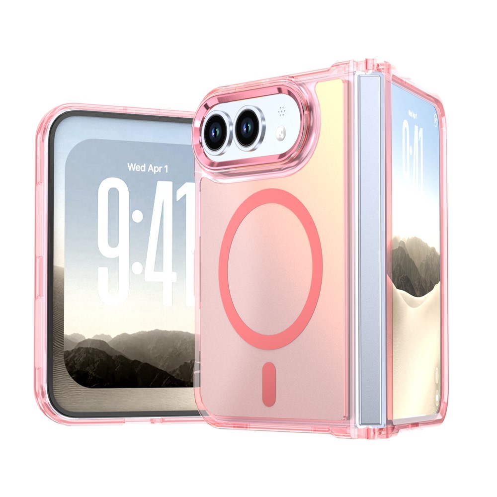For iPhone Duo Magnetic Case Cute Fluorescent Design TPU Phone Back Cover - Pink