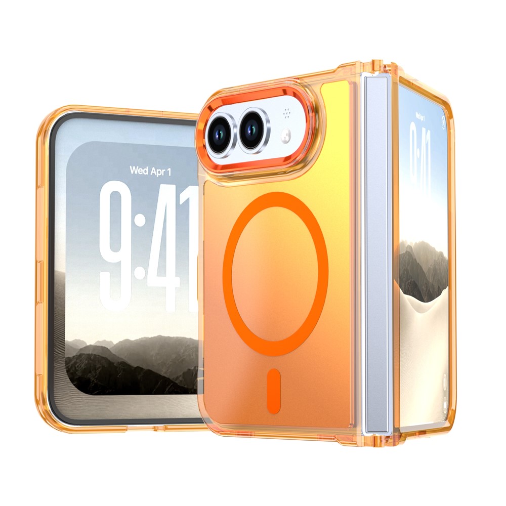 For iPhone Duo Magnetic Case Cute Fluorescent Design TPU Phone Back Cover - Orange