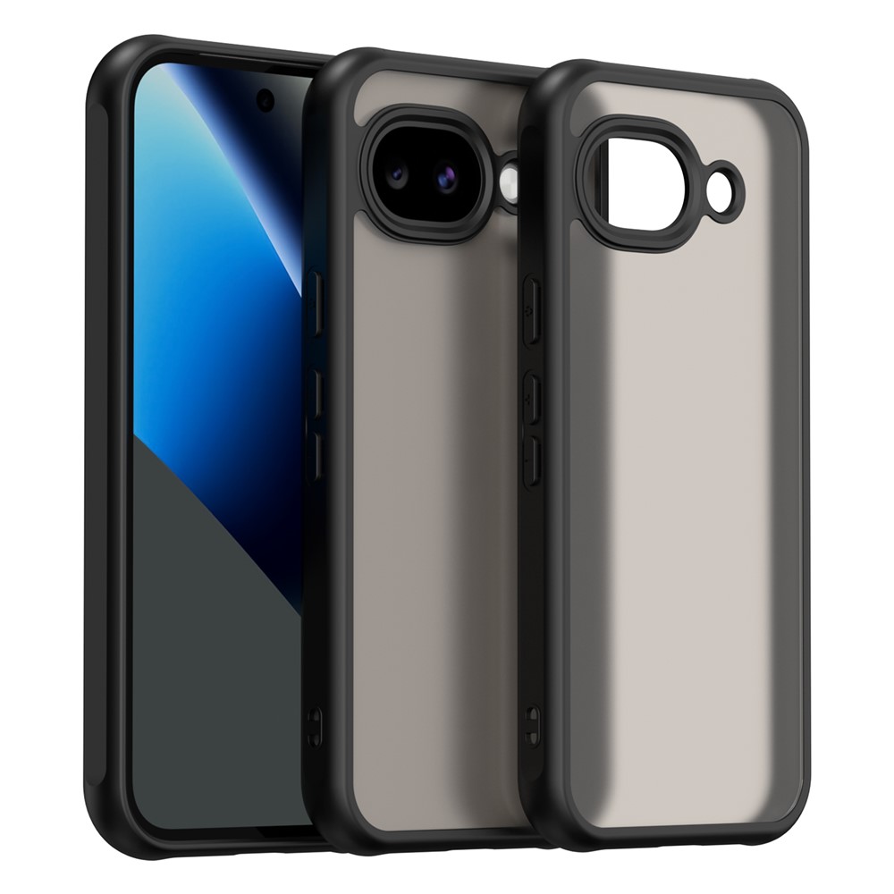 For Google Pixel 11a Case Frosted Translucent PC + TPU Phone Back Cover - Black