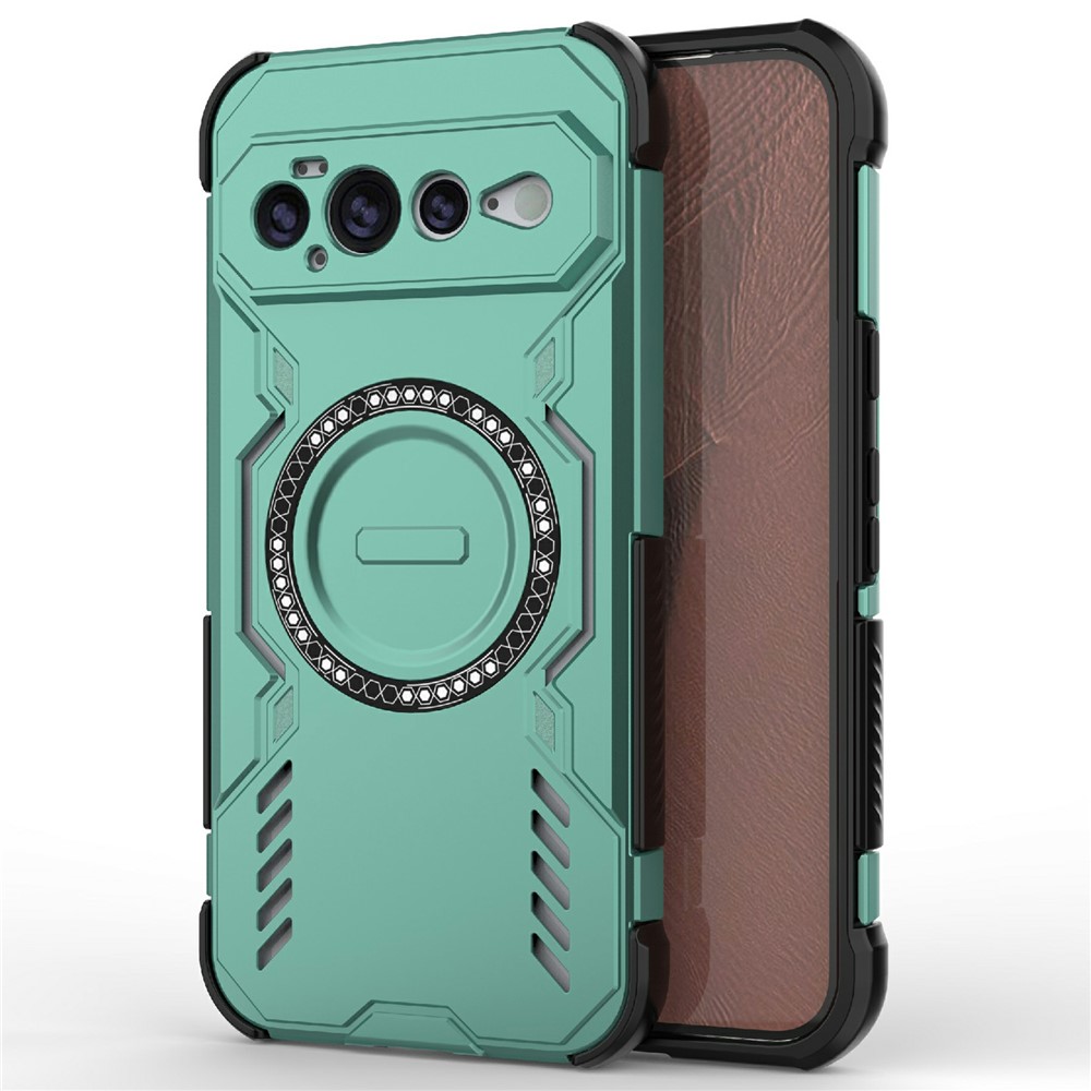 For Google Pixel 11 Pro XL Magnetic Case Butterfly Armor Hollow Heat Dissipation PC + TPU Phone Cover - Green