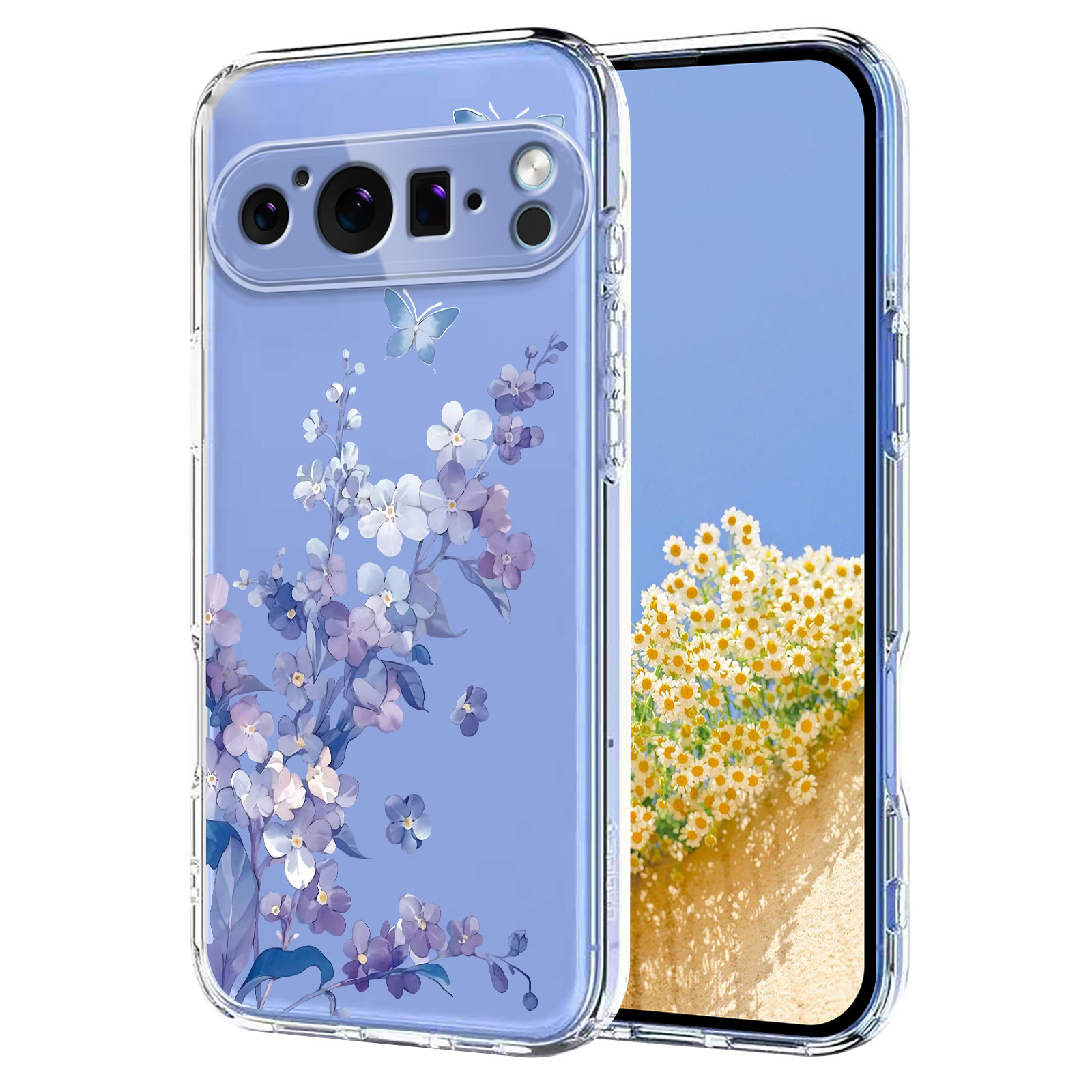 For Google Pixel 10 Pro / Google Pixel 9 / Google Pixel 9 Pro / Google Pixel 10 Case Butterfly Floral Pattern Printing TPU Phone Back Cover - Violets