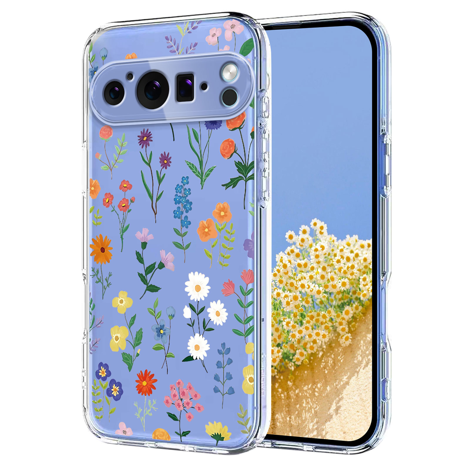 For Google Pixel 10 Pro / Google Pixel 9 / Google Pixel 9 Pro / Google Pixel 10 Case Butterfly Floral Pattern Printing TPU Phone Back Cover - Daisies