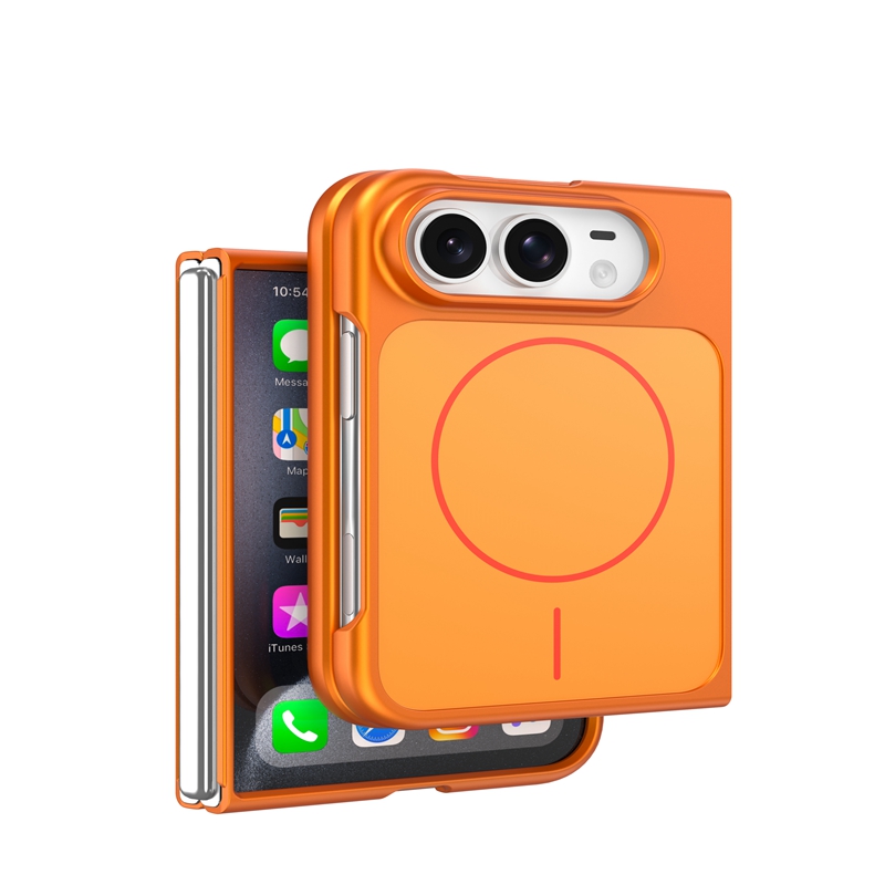 For iPhone Duo Magnetic Case AG Matte Glass Shockproof Phone Cover - Titanium Orange