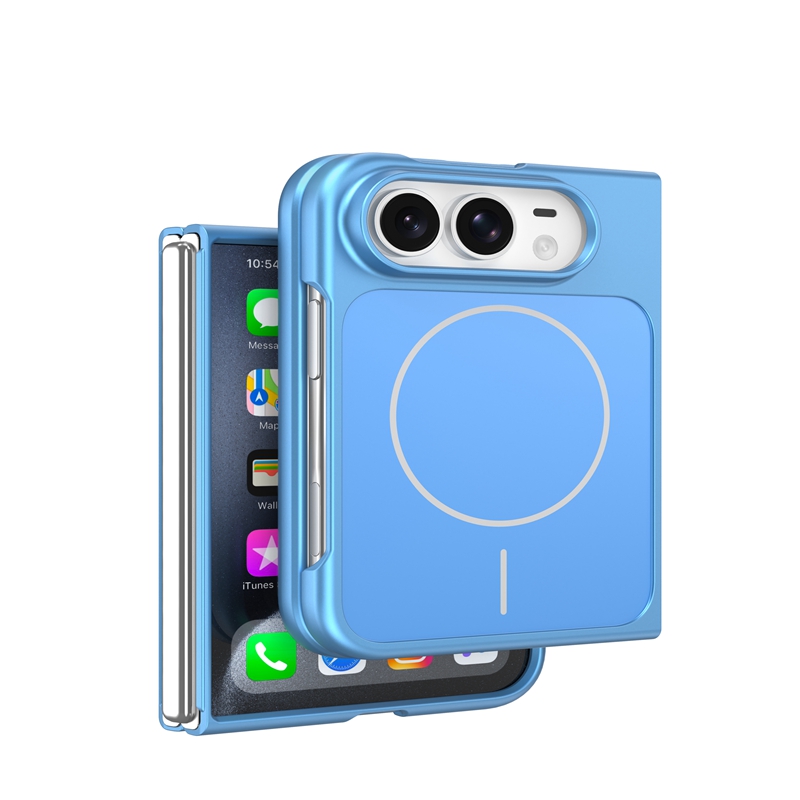 For iPhone Duo Magnetic Case AG Matte Glass Shockproof Phone Cover - Light Blue