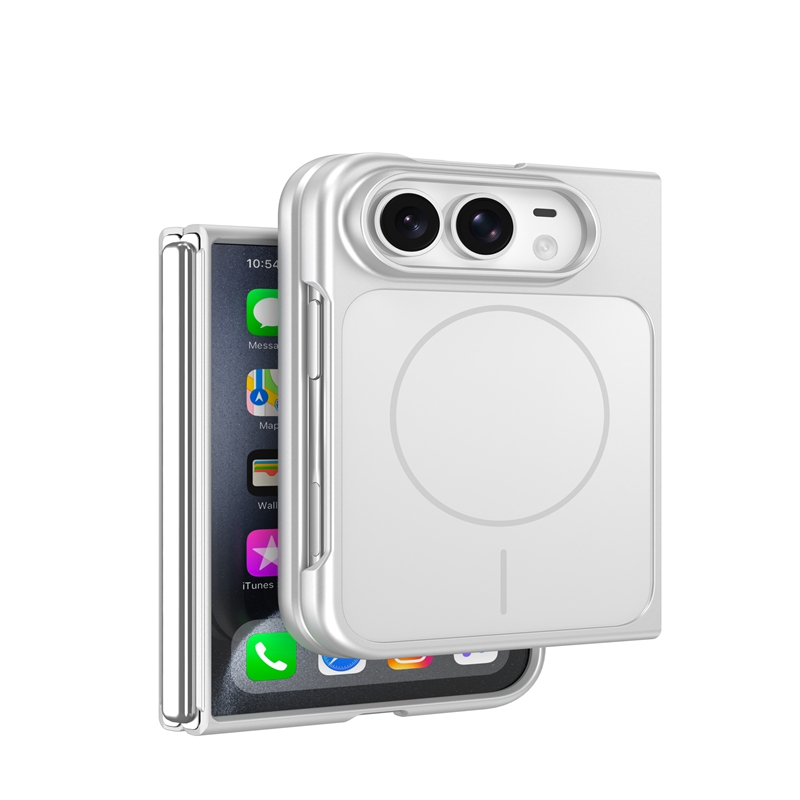 For iPhone Duo Magnetic Case AG Matte Glass Shockproof Phone Cover - Titanium Silver