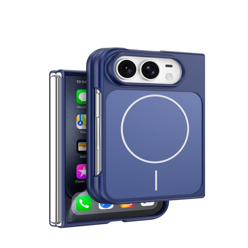 For iPhone Duo Magnetic Case AG Matte Glass Shockproof Phone Cover - Titanium Blue