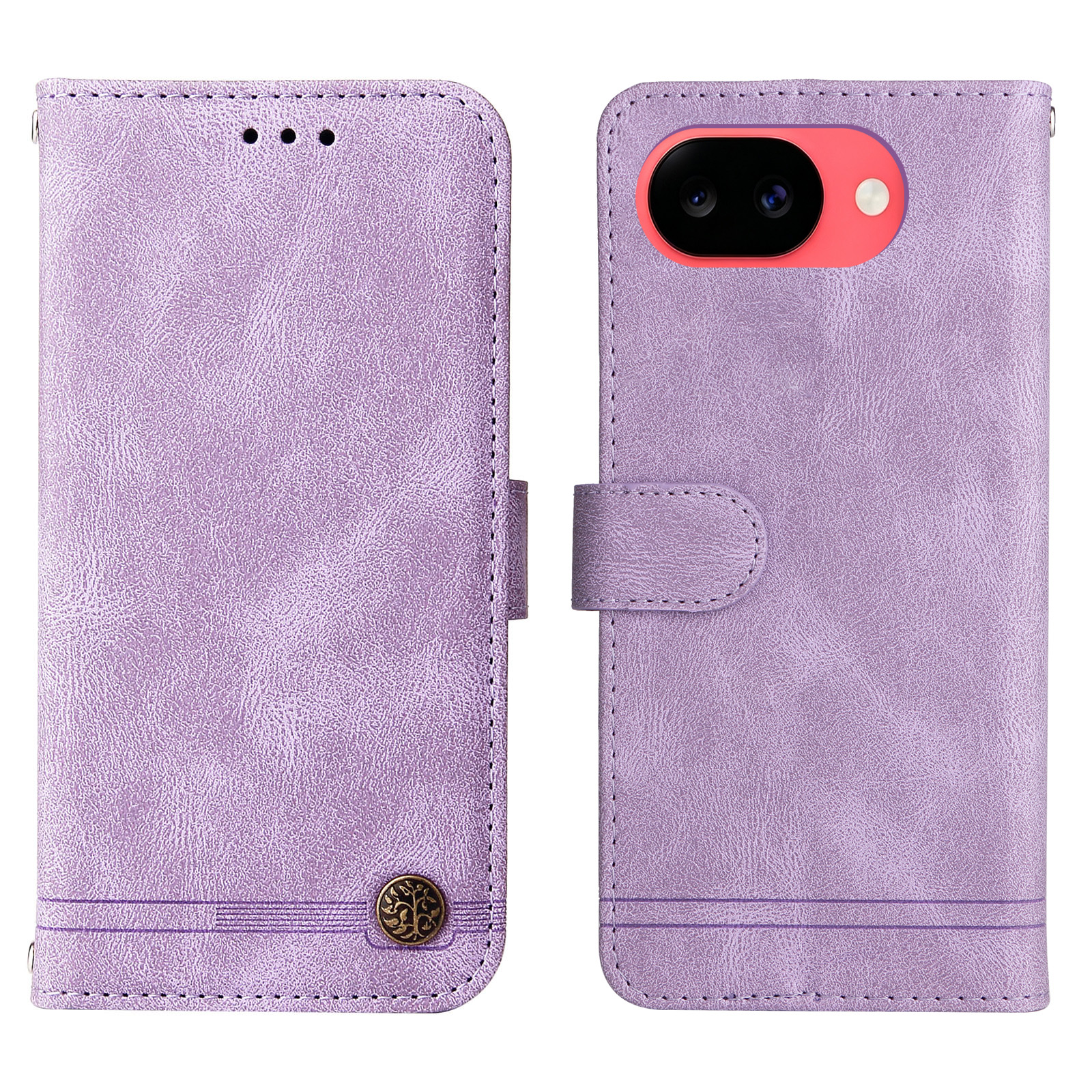 For Google Pixel 11a Leather Wallet Cases Skin Touch Phone Cover Stand with Strap - Purple