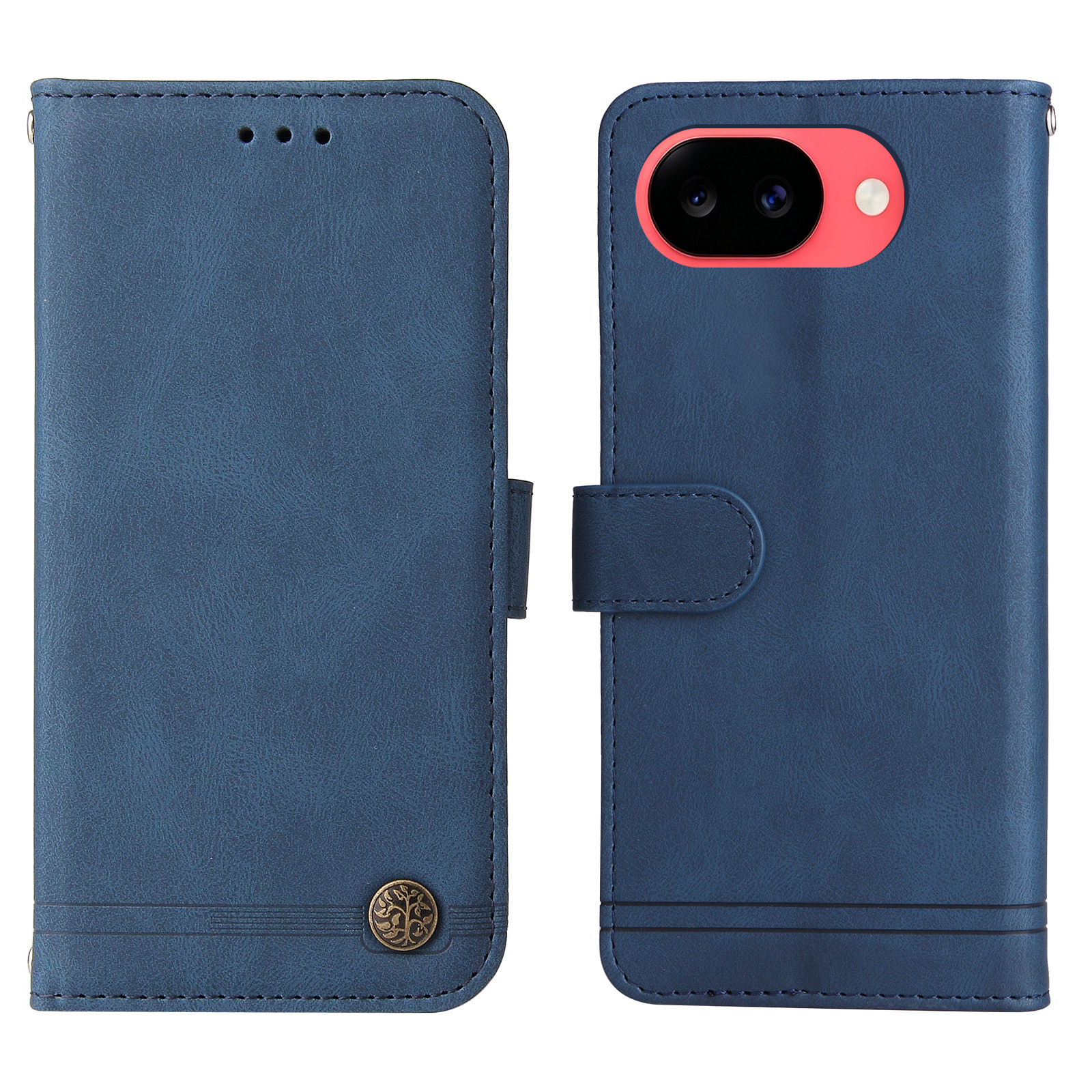For Google Pixel 11a Leather Wallet Cases Skin Touch Phone Cover Stand with Strap - Blue