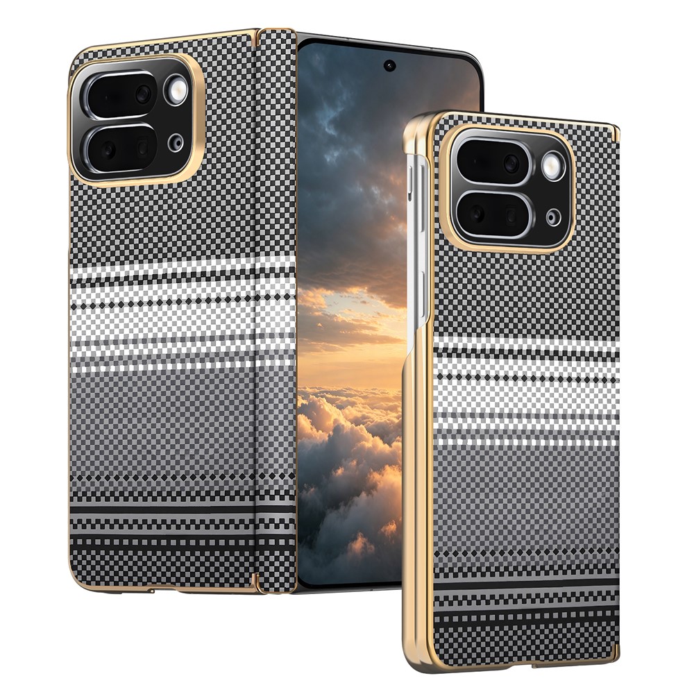 For Google Pixel 10 Pro Fold Magnetic Case Hinge Protection Gradient Color Leather + PC Shockproof Phone Cover - Black