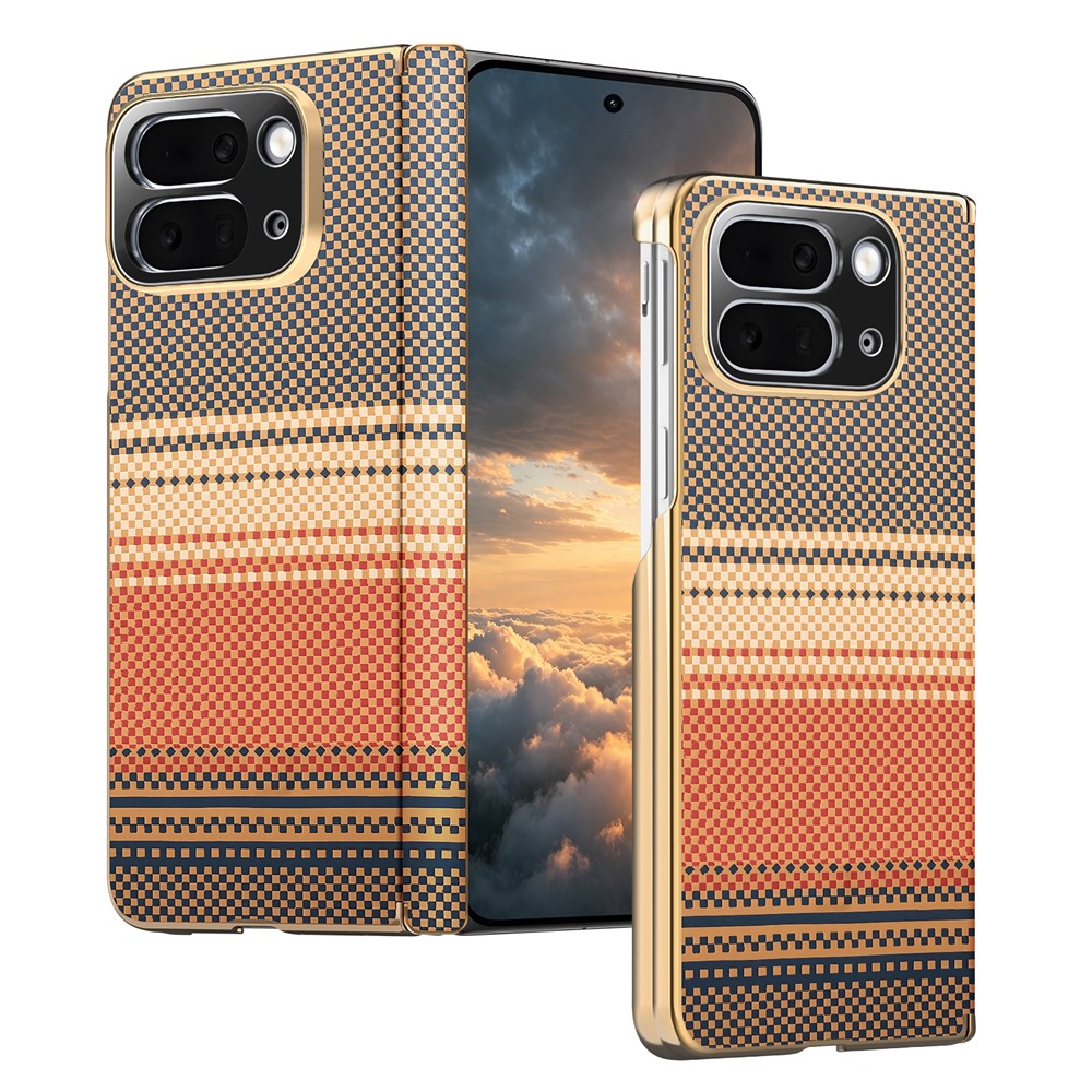 For Google Pixel 10 Pro Fold Magnetic Case Hinge Protection Gradient Color Leather + PC Shockproof Phone Cover - Brown