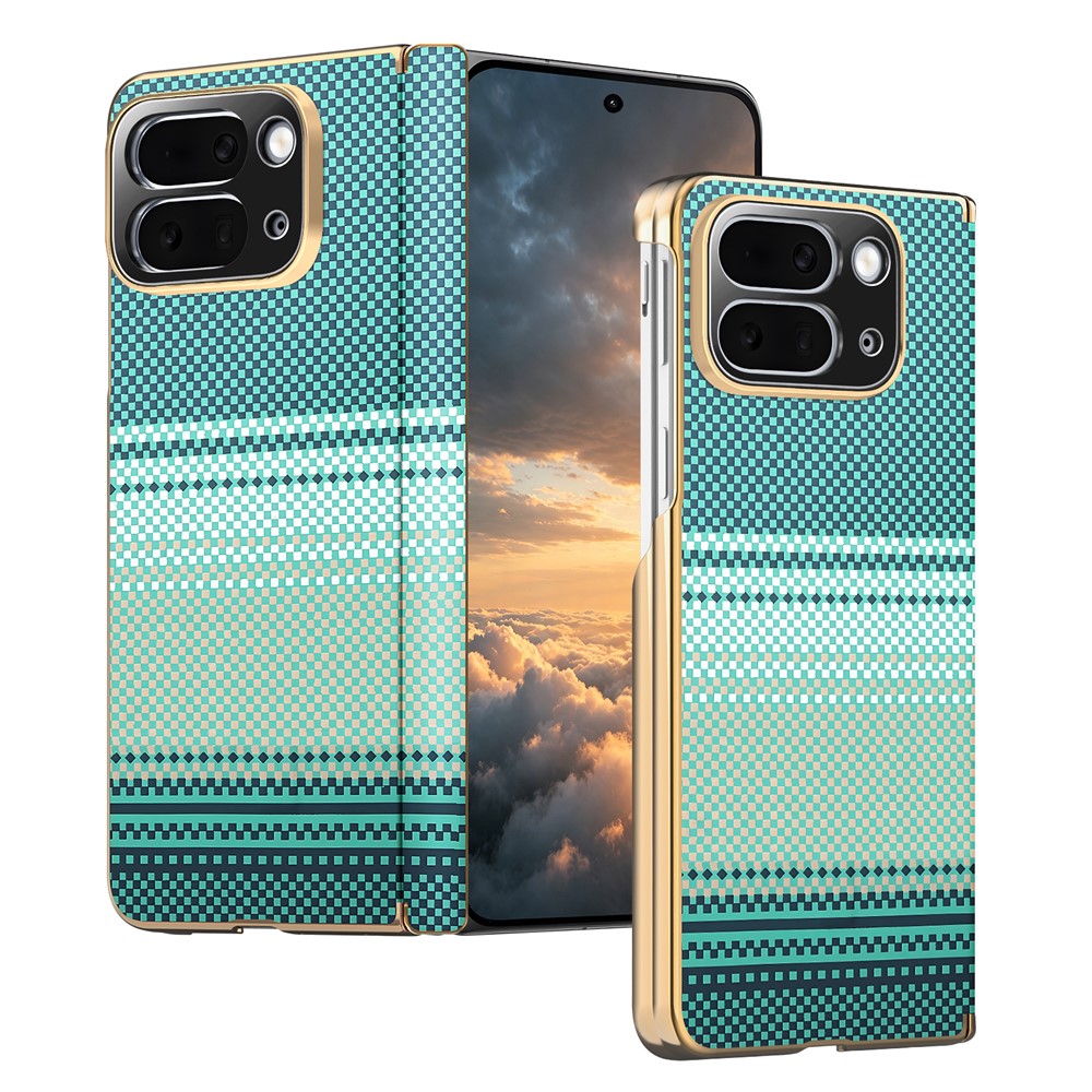For Google Pixel 10 Pro Fold Magnetic Case Hinge Protection Gradient Color Leather + PC Shockproof Phone Cover - Green