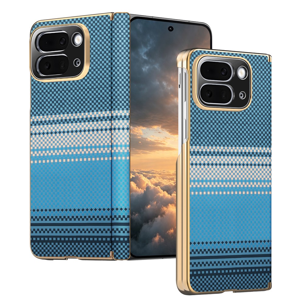 For Google Pixel 10 Pro Fold Magnetic Case Hinge Protection Gradient Color Leather + PC Shockproof Phone Cover - Blue