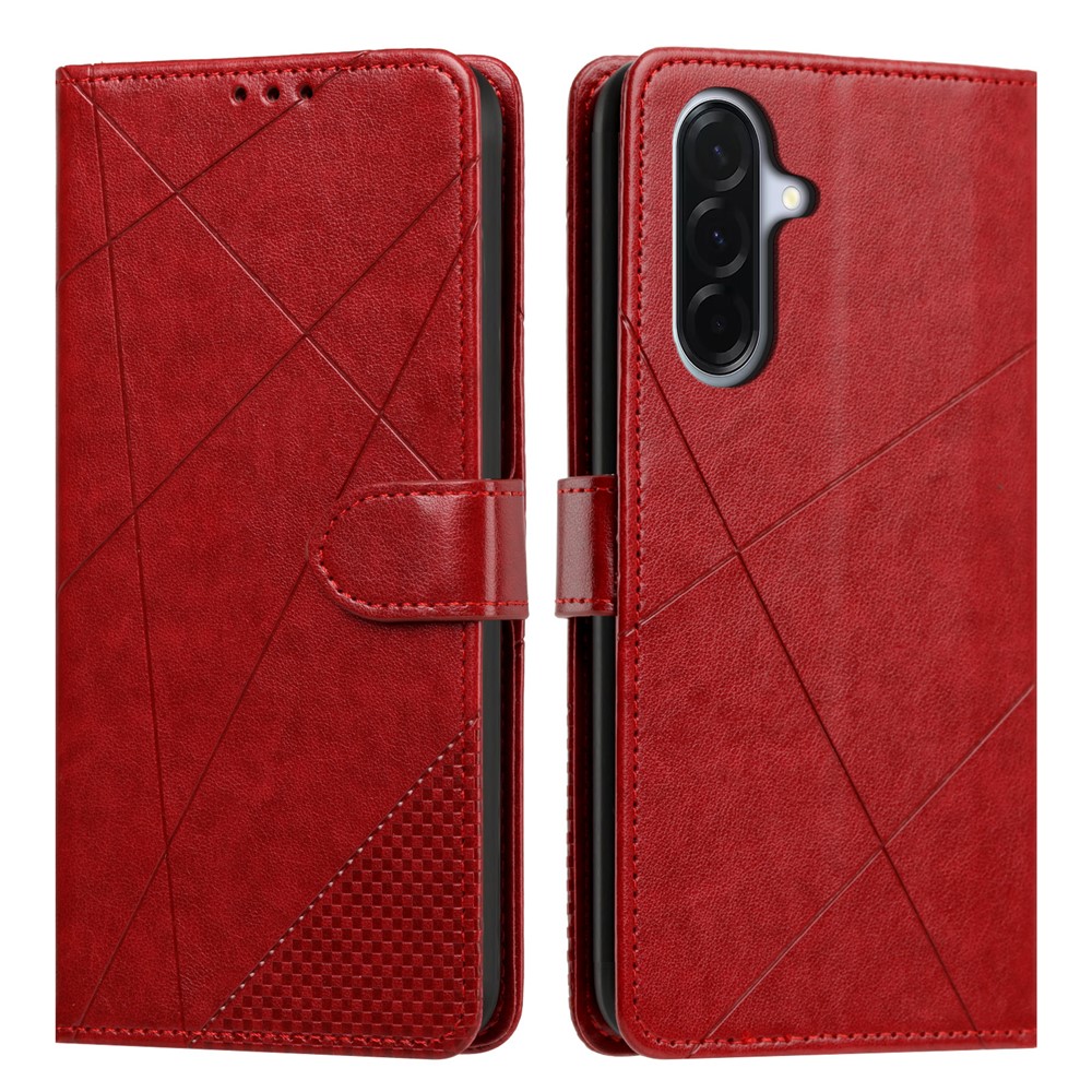 For Samsung Galaxy A27 5G Wallet Case Adjustable Stand Magnetic Clasp Imprint Square Leather Flip Phone Cover - Red