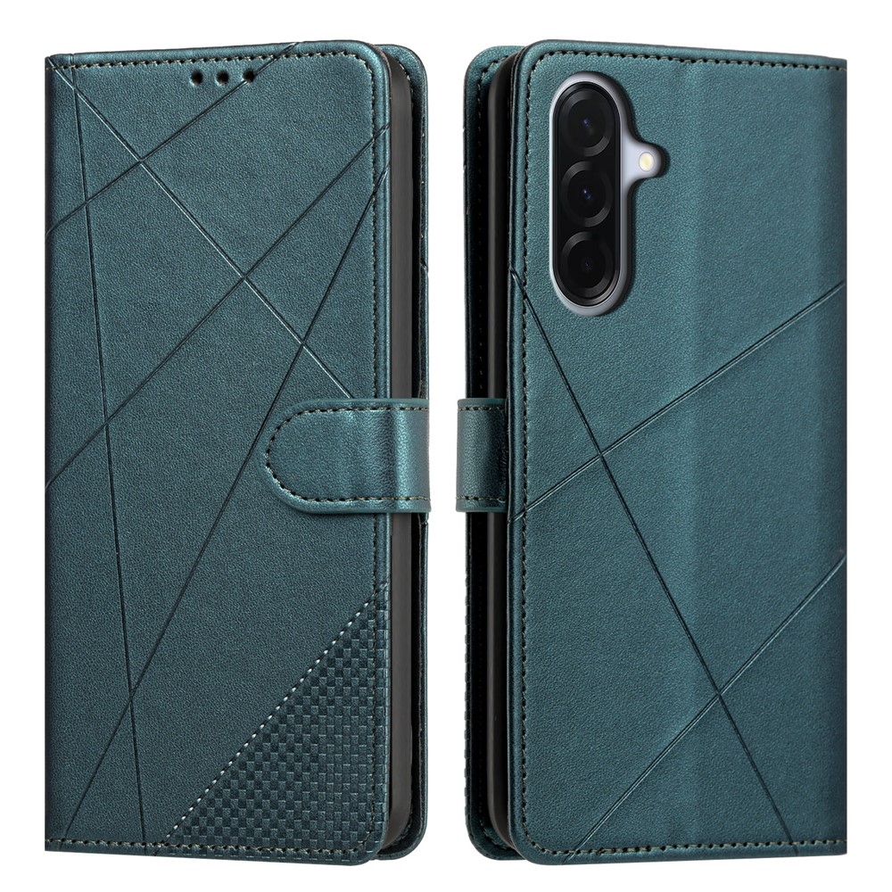 For Samsung Galaxy A27 5G Wallet Case Adjustable Stand Magnetic Clasp Imprint Square Leather Flip Phone Cover - Green