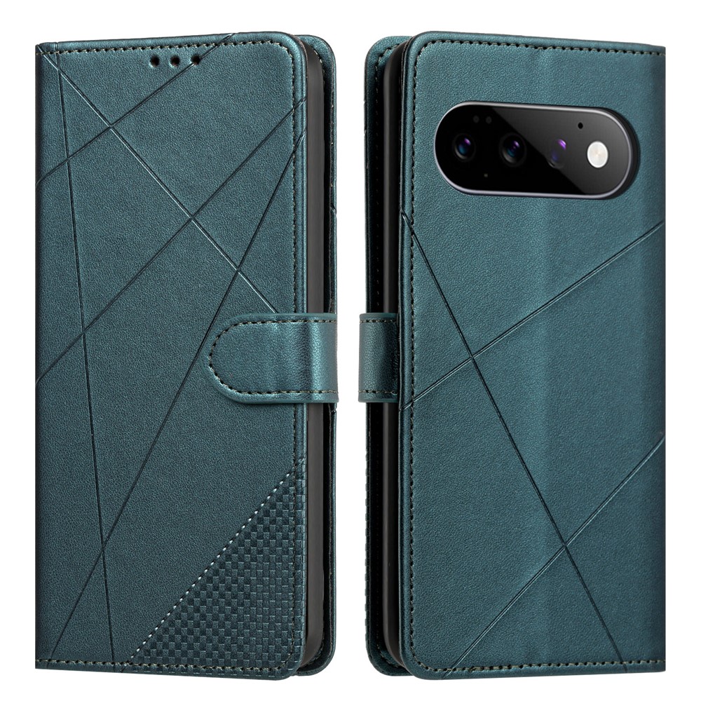 Wallet Case For Google Pixel 11 Pro / 11 / 10 Pro / 10 / 9 Pro / 9 Adjustable Stand Magnetic Clasp Imprint Square Leather Flip Phone Cover - Green
