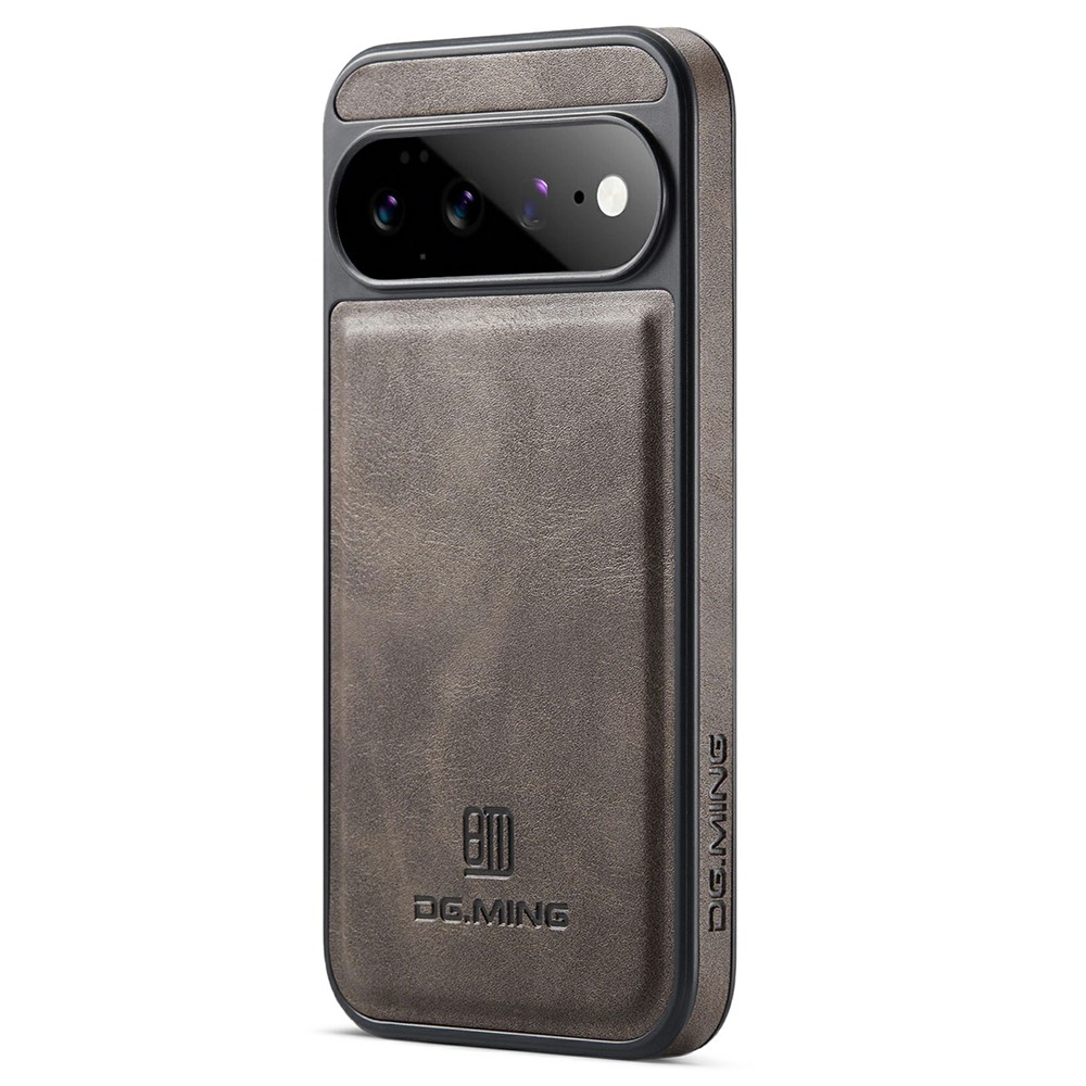 DG.MING For Google Pixel 11 Case Anti-Drop Leather Coated PC + TPU Phone Back Cover - Coffee