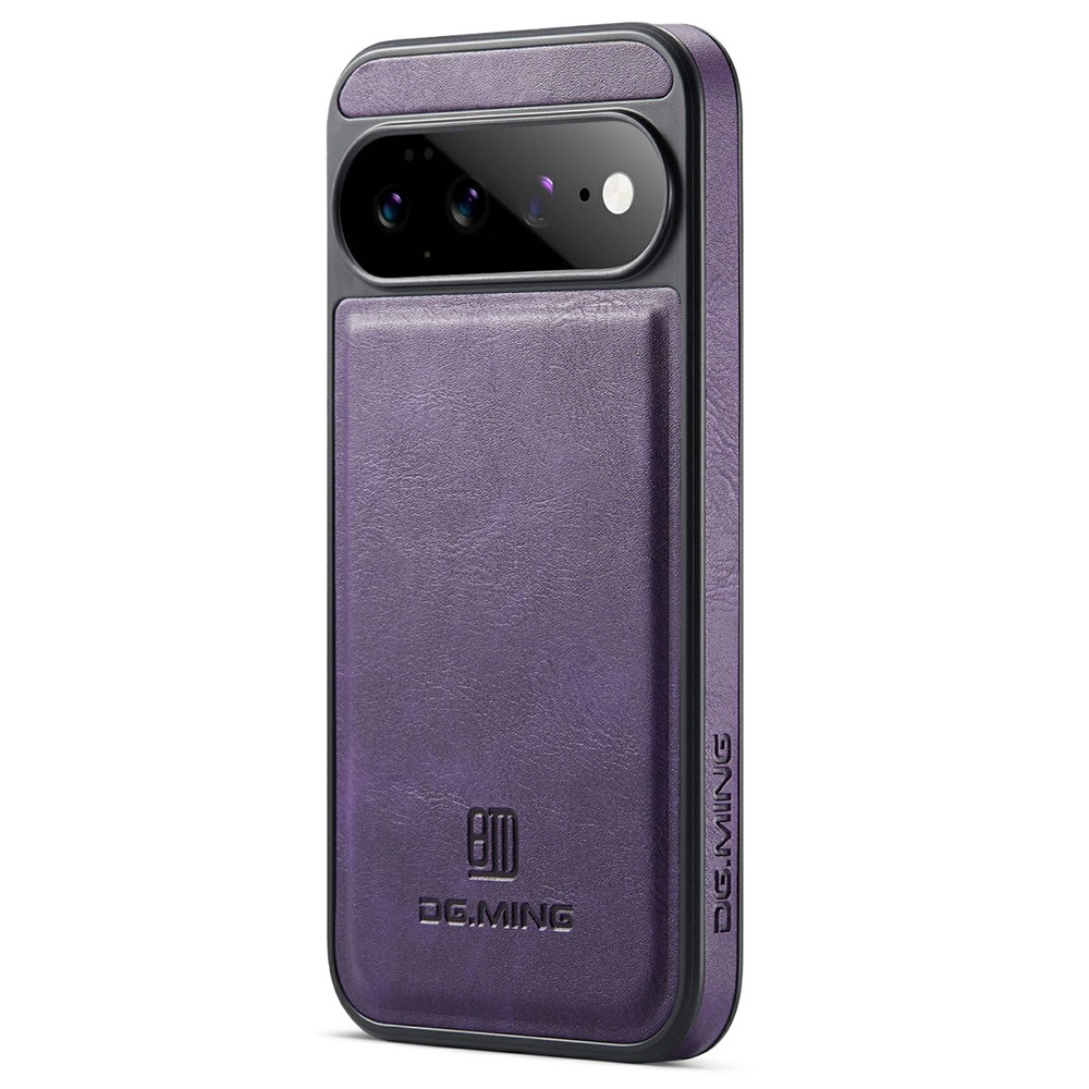 DG.MING For Google Pixel 11 Pro Case Anti-Drop Leather Coated PC + TPU Phone Back Cover - Purple