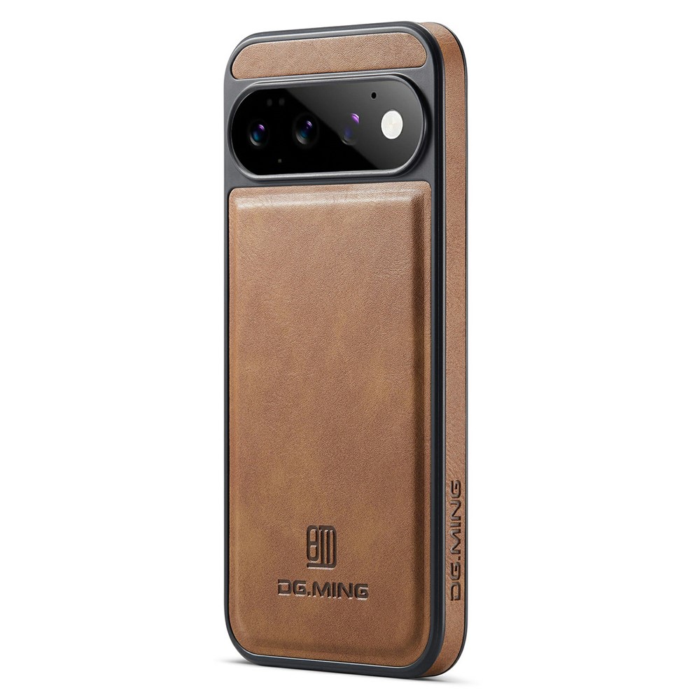 DG.MING For Google Pixel 11 Pro XL Case Anti-Drop Leather Coated PC + TPU Phone Back Cover - Brown
