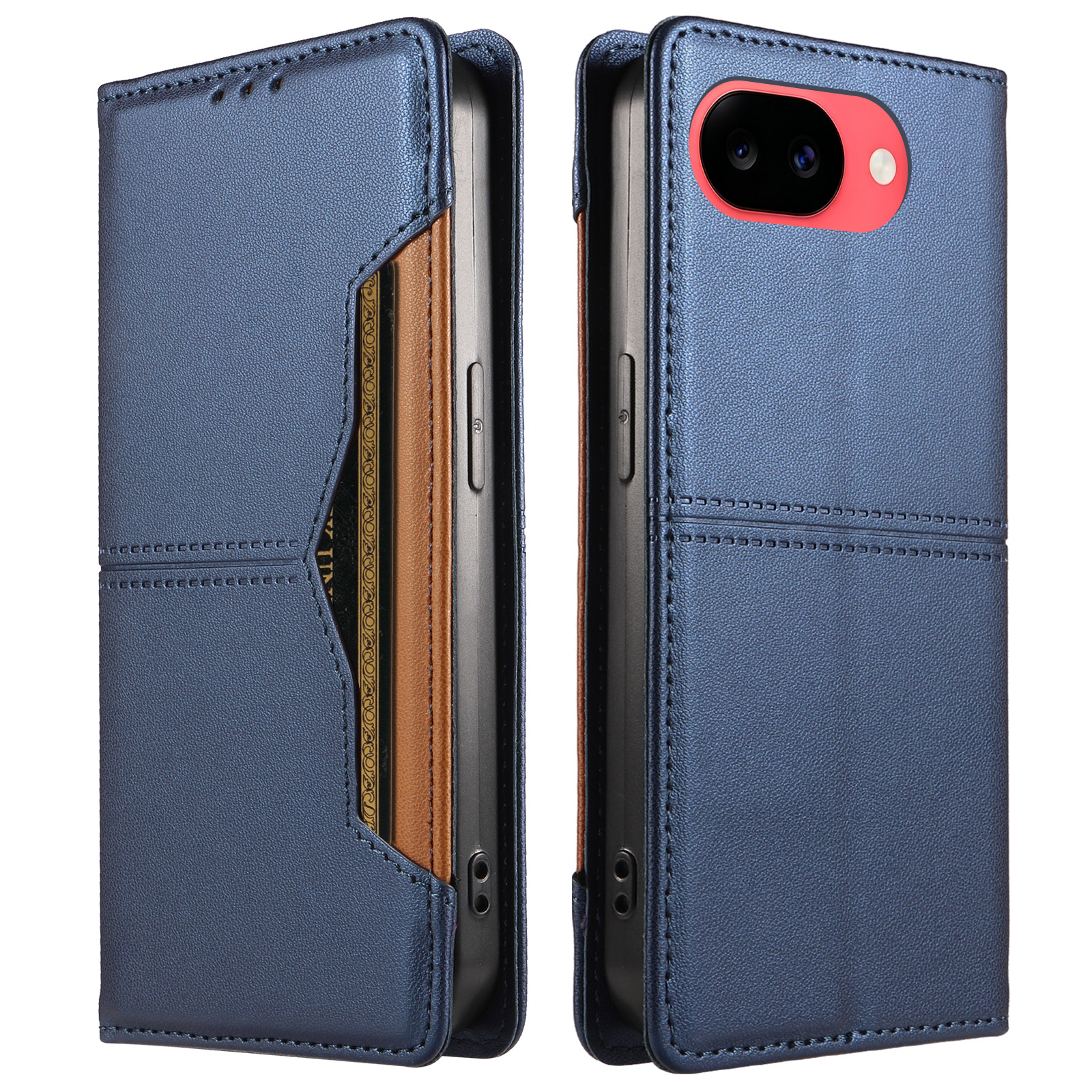 For Google Pixel 11a Wallet Case External Card Slot Magnetic Closing Leather Phone Cover - Blue