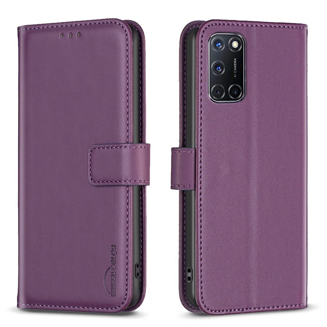 BINFEN COLOR for Samsung Galaxy A52 5G / Galaxy A52s 5G / Galaxy A52 4G BF17 Phone Case Wallet Folio Flip Leather Cover - Dark Purple