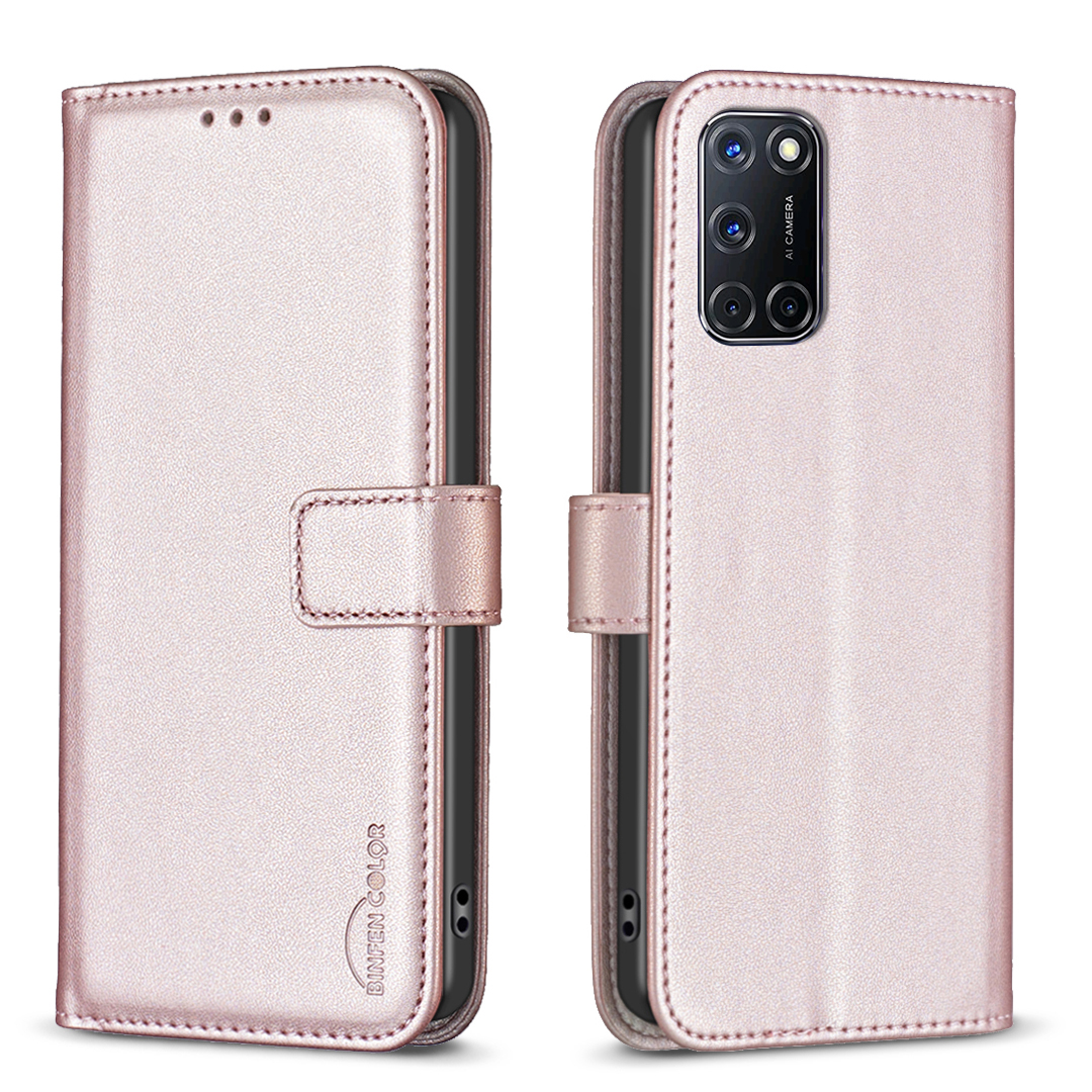 BINFEN COLOR for Samsung Galaxy A52 5G / Galaxy A52s 5G / Galaxy A52 4G BF17 Phone Case Wallet Folio Flip Leather Cover - Rose Gold