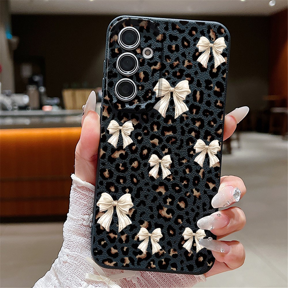 For Samsung Galaxy S25+ Case Precise Cutouts Anti Fingerprint Pattern Printing PU Leather + TPU Phone Back Cover - B956 Black