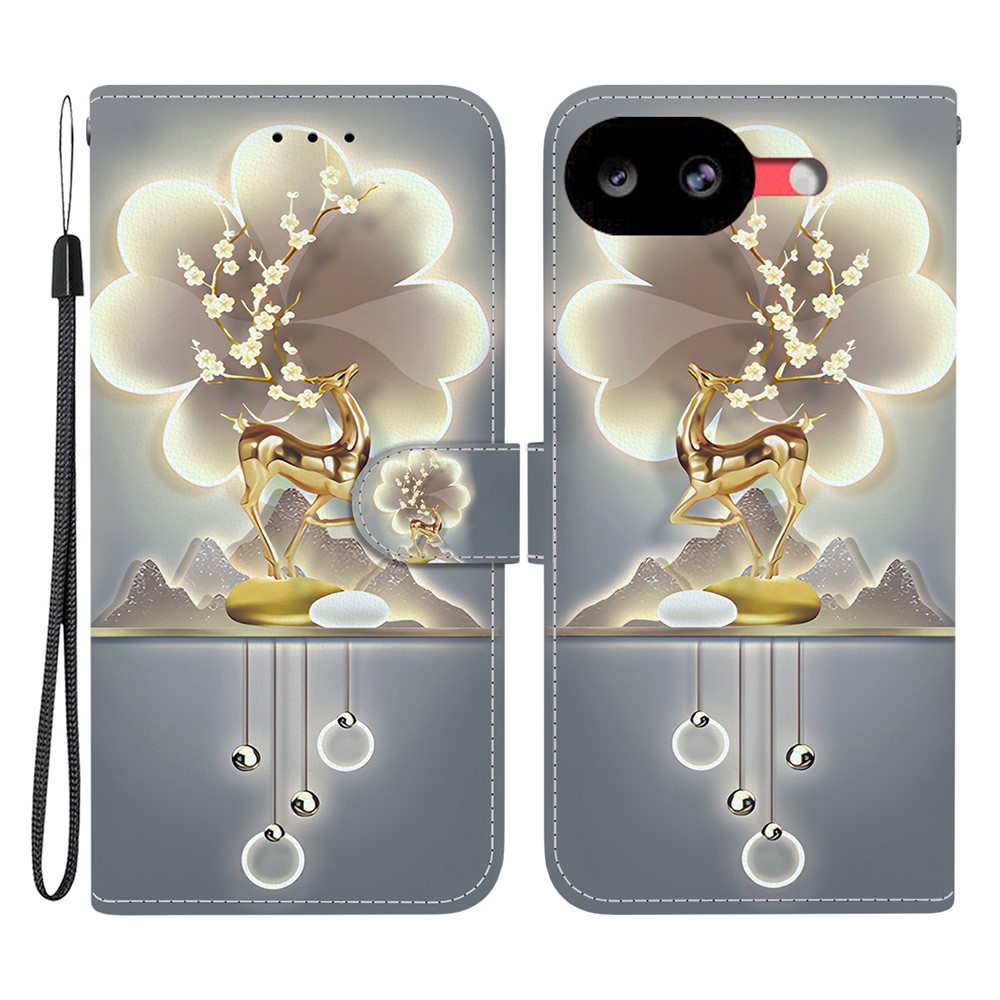 For Google Pixel 11a Case Pattern Printing Leather Flip Wallet Phone Cover with Lanyard - Sika Deer