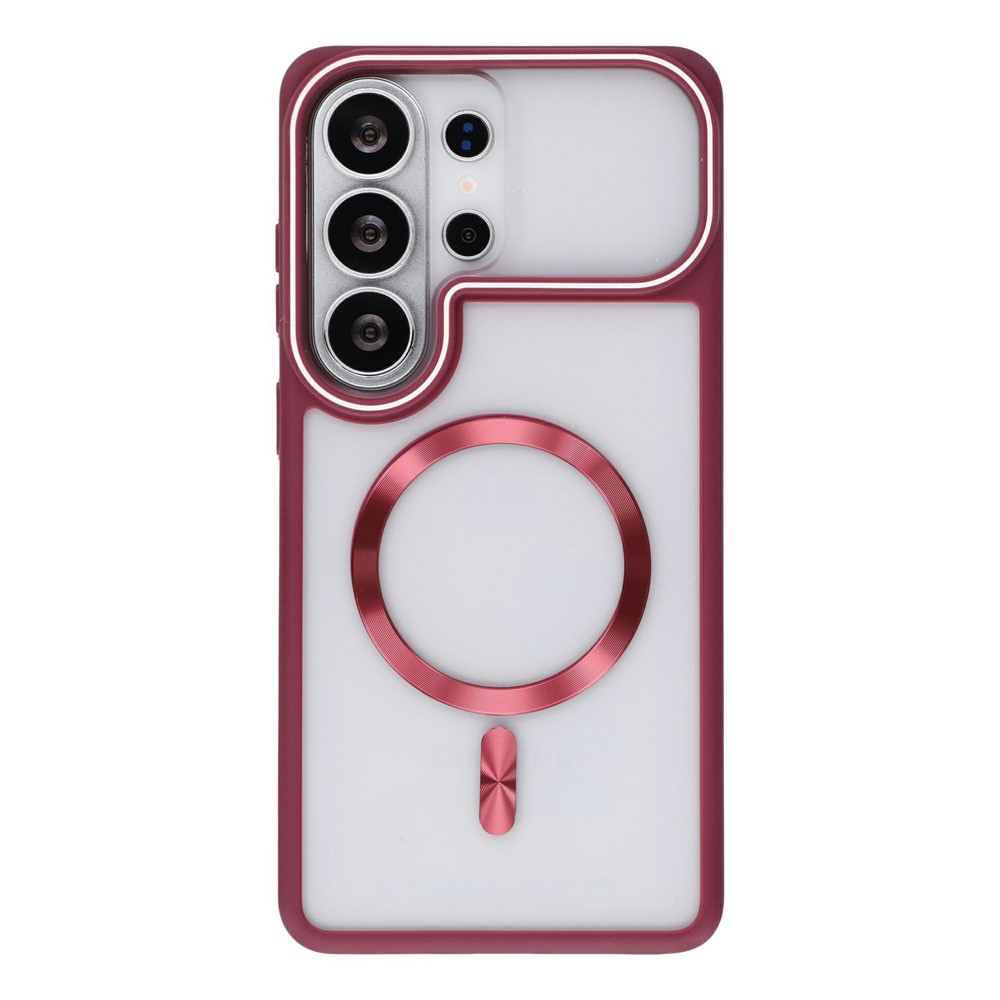 For Samsung Galaxy S25 Ultra Magnetic Case Frosted PC Back Protective Phone Cover - Wine Red