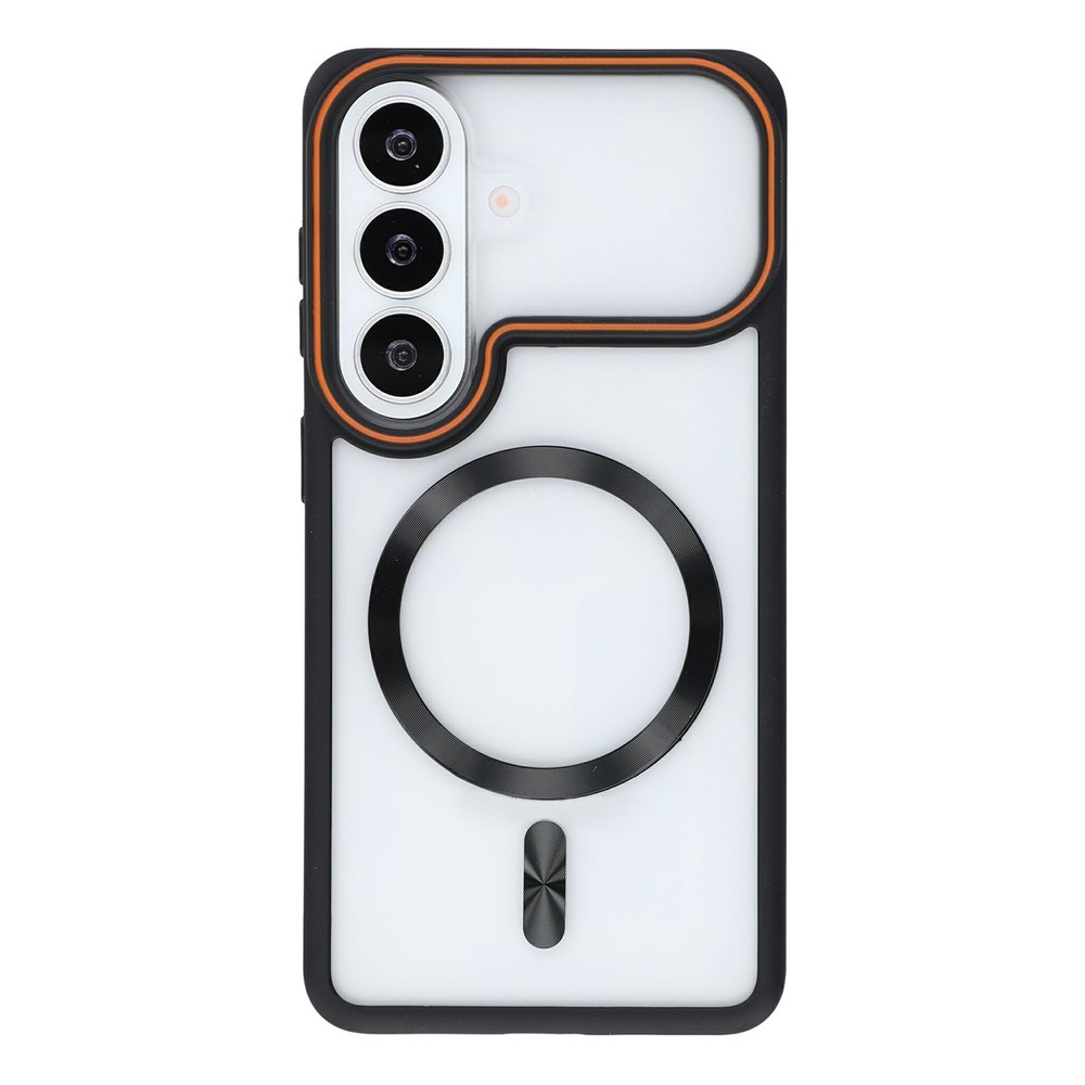 For Samsung Galaxy S24 FE Magnetic Case Frosted PC Back Protective Phone Cover - Black