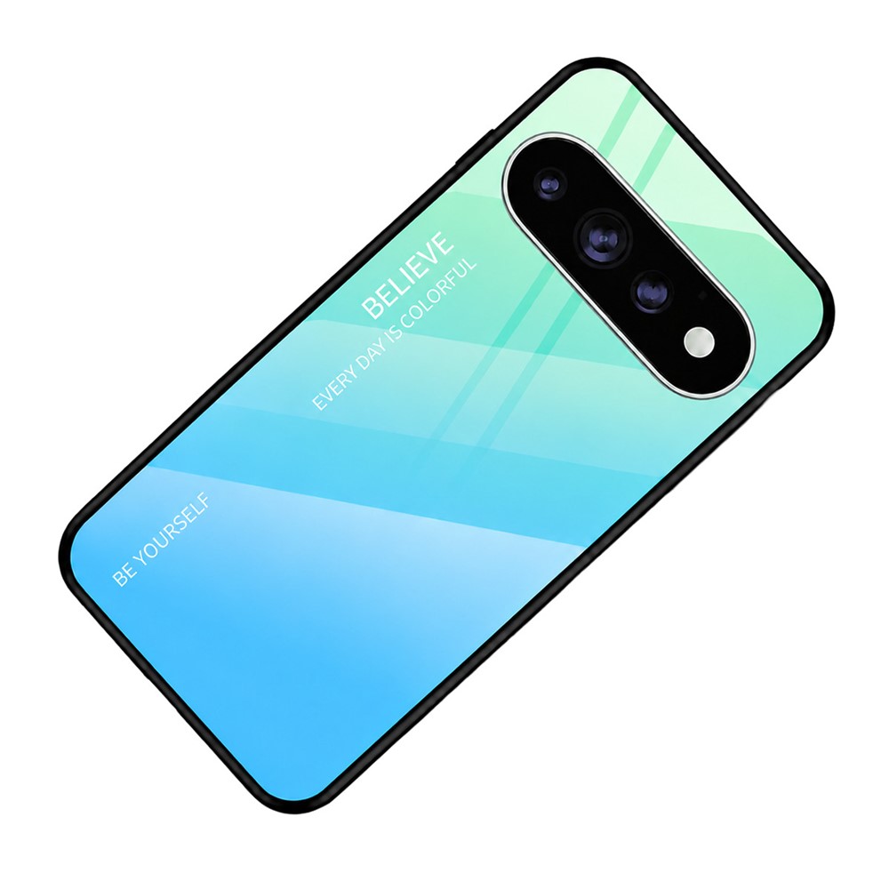 For Google Pixel 11 Pro Case Gradient Color Tempered Glass + TPU Phone Cover - Cyan  /  Blue