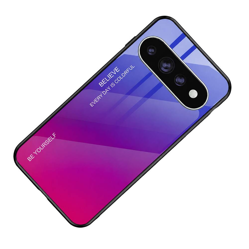 For Google Pixel 11 Pro XL Case Gradient Color Tempered Glass + TPU Phone Cover - Blue  /  Rose