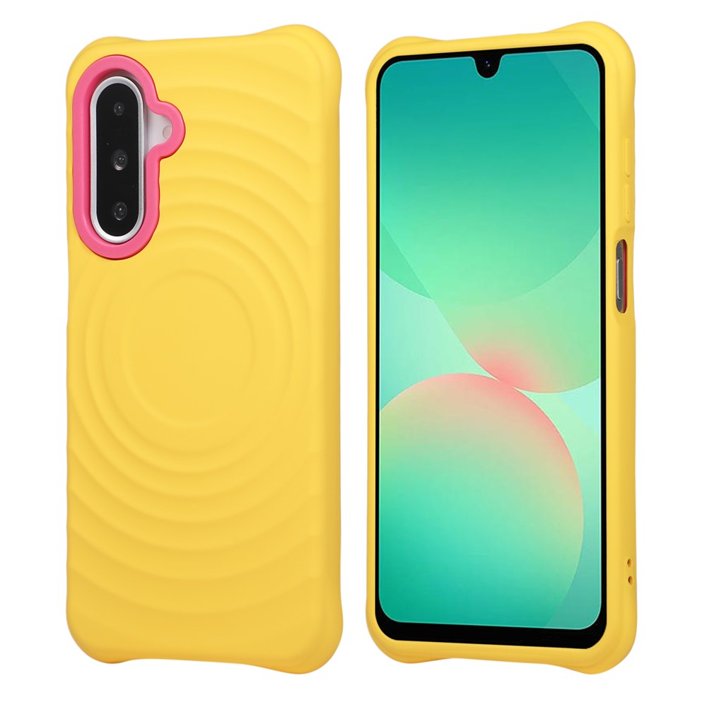 Magnetic Case for Samsung Galaxy A18 4G / A18 5G / A17 4G / A17 5G / A26 5G / A16 4G / A16 5G , Wave Pattern Anti-Slip Color Block Phone Cover - Yellow+Rose