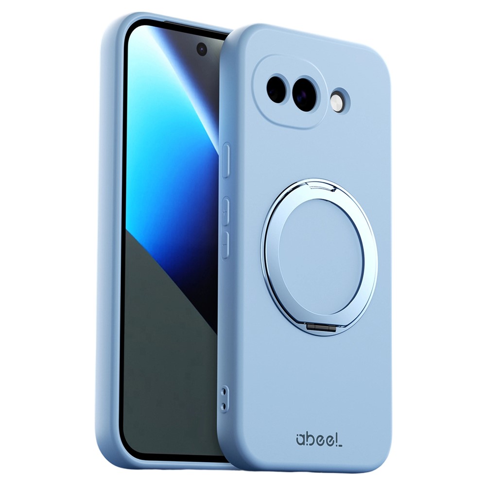 ABEEL For Google Pixel 11a Magnetic Case Kickstand Skin Touch Liquid Silicone Phone Cover - Sky Blue