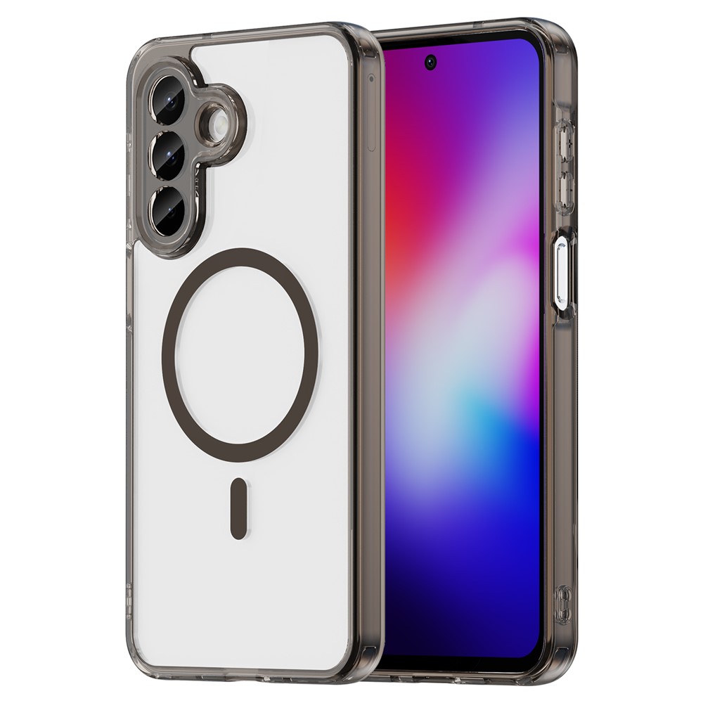 For Samsung Galaxy A27 5G Magnetic Case Clear PC + TPU Shockproof Phone Back Cover - Transparent Black