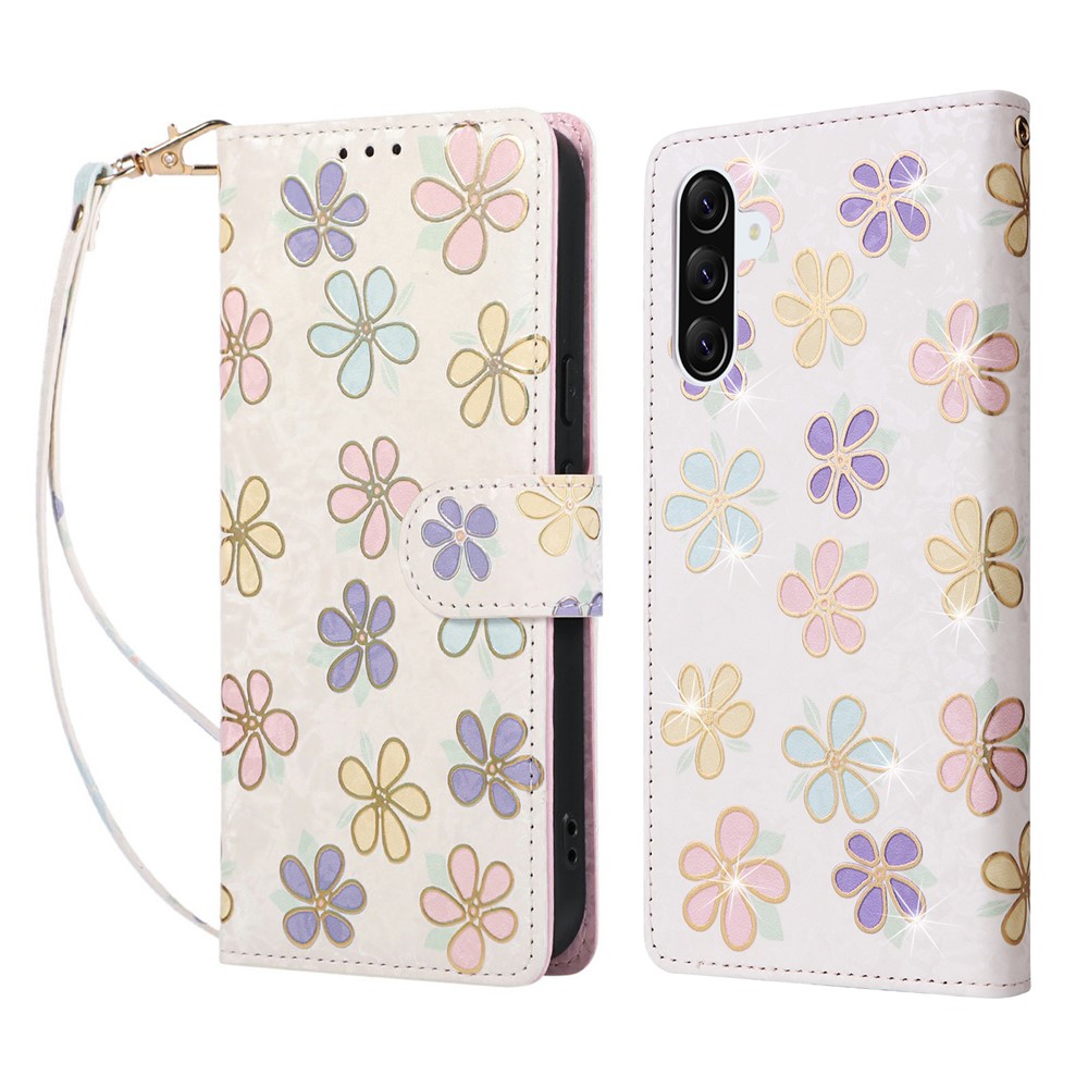 For Samsung Galaxy A27 5G Case RFID Blocking Flower Leather Phone Cover - Colorful Flower