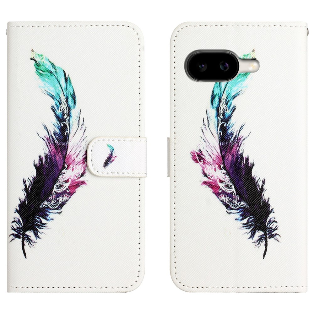 For Google Pixel 11a Case Pattern Print PU Leather Wallet Phone Cover Cross Texture - Feather